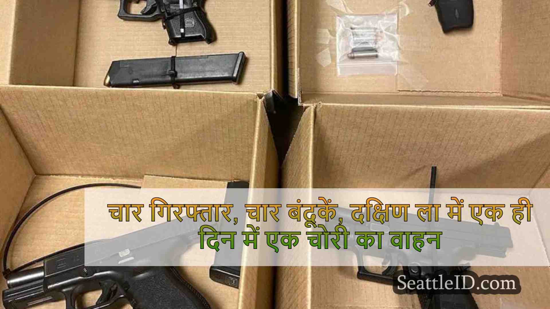 चार गिरफ्तार, चार बंदूकें, साउथ लेक