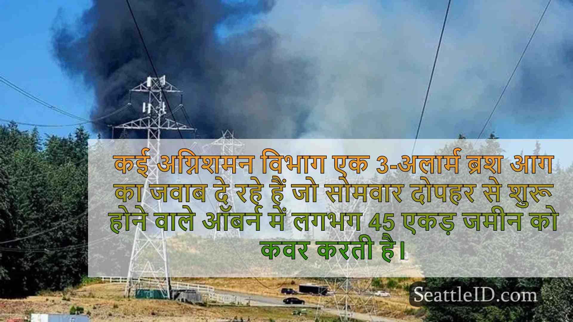 ऑबर्न में लगभग 45 एकड़ ब्रश आग से कई