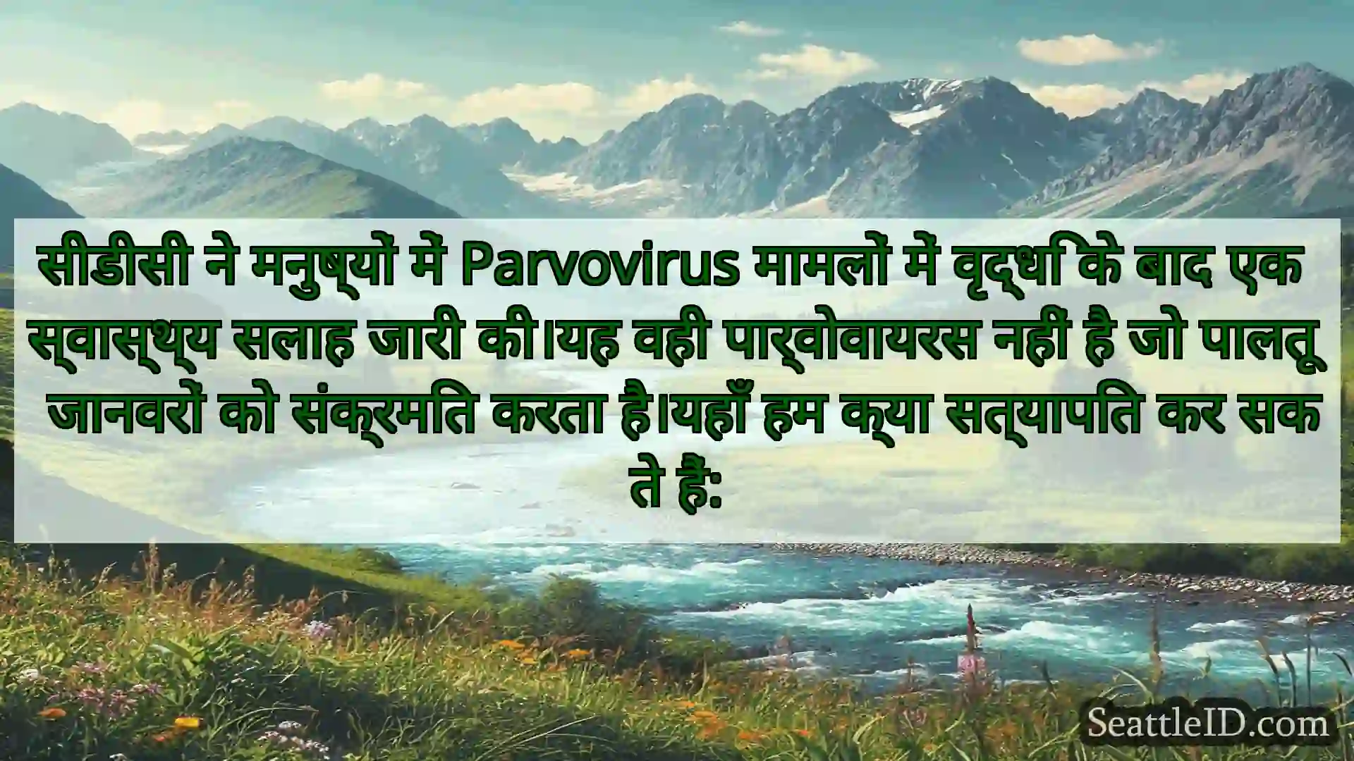 सिएटल समाचार सीडीसी ने मनुष्यों में Parvovirus