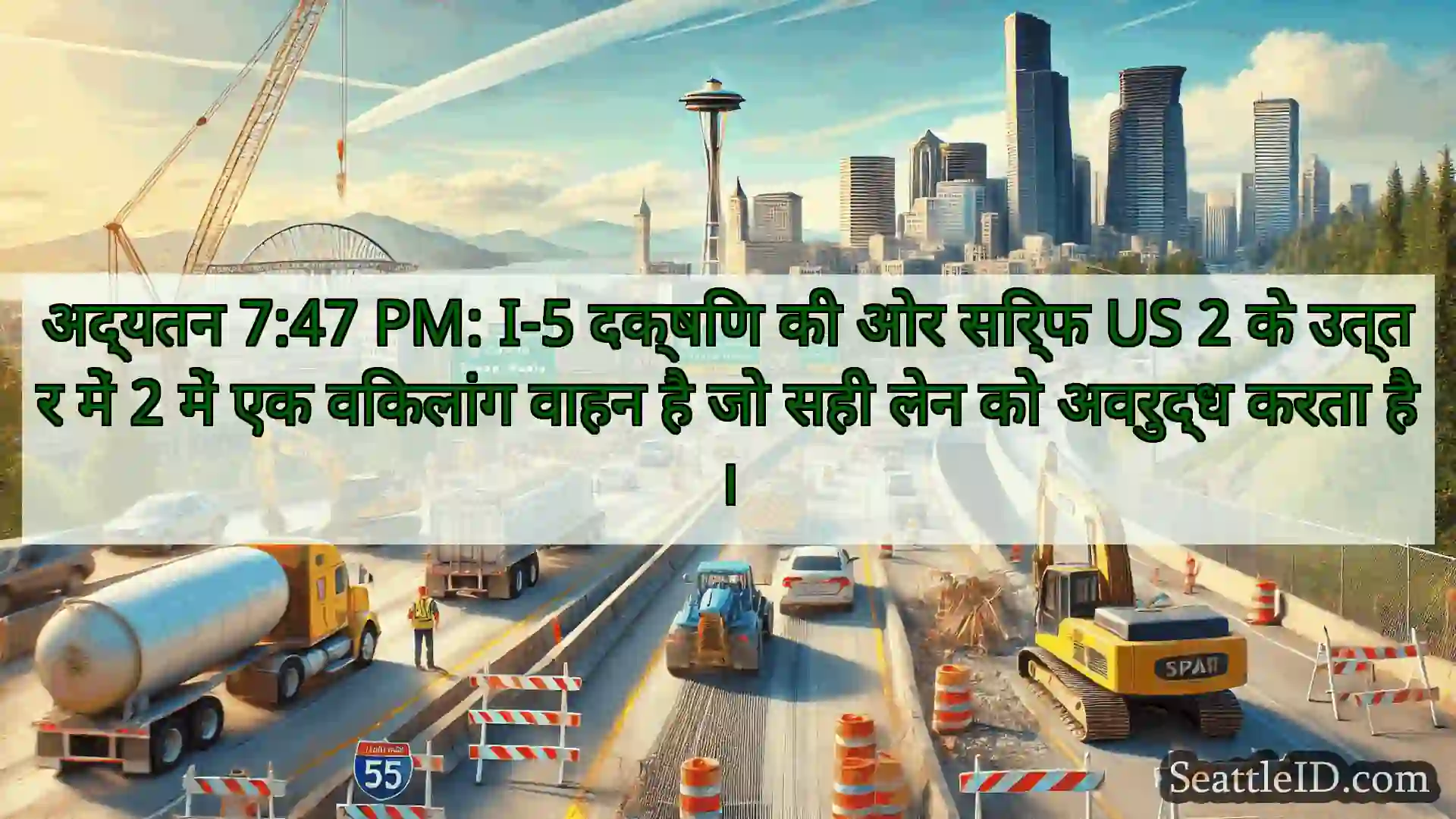 सिएटल परिवहन समाचार अद्यतन 7:47 PM: I-5 दक्षिण की ओर