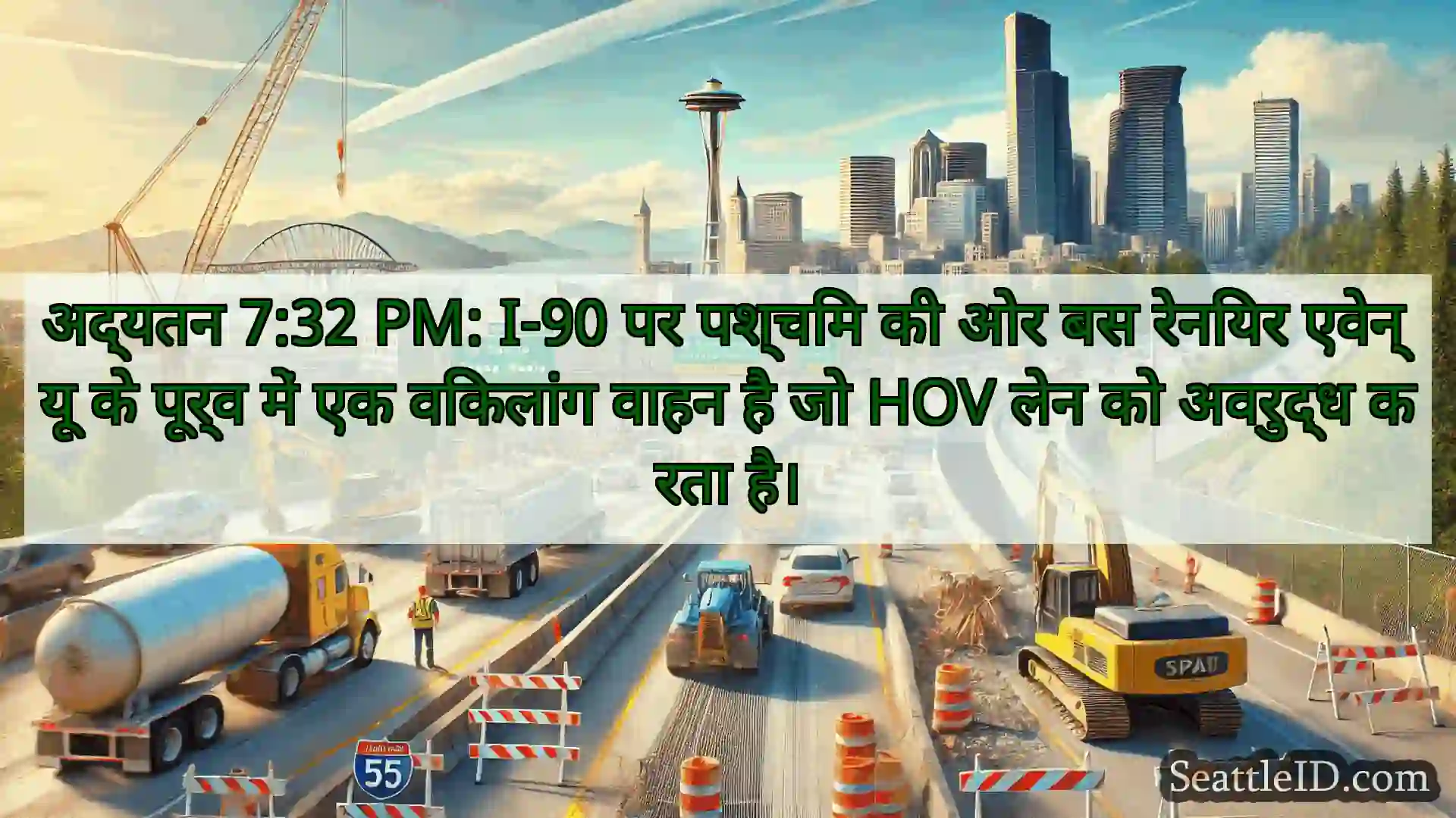 सिएटल परिवहन समाचार अद्यतन 7:32 PM: I-90 पर पश्चिम की