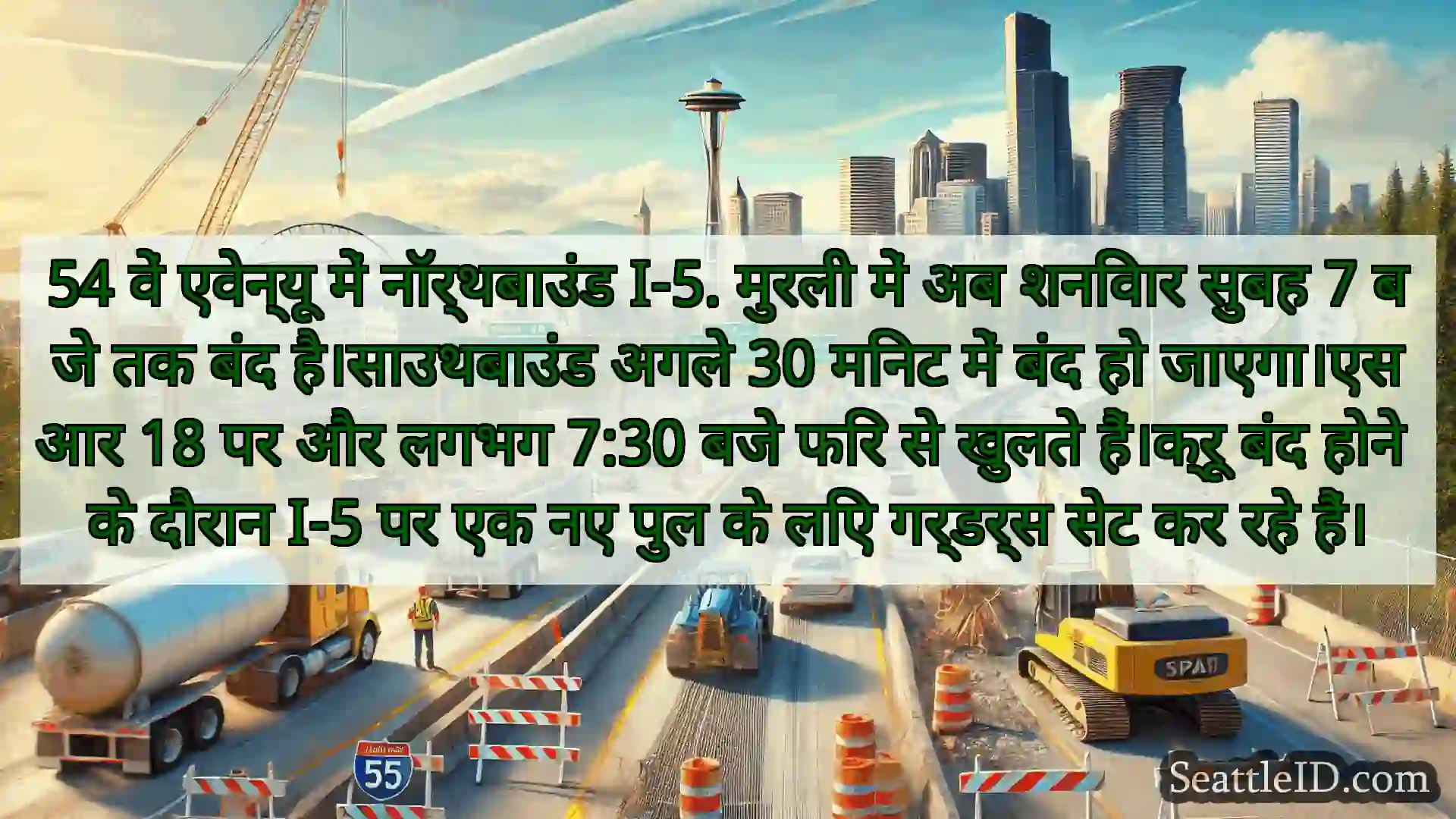 सिएटल परिवहन समाचार 54 वें एवेन्यू में नॉर्थबाउंड I-5.