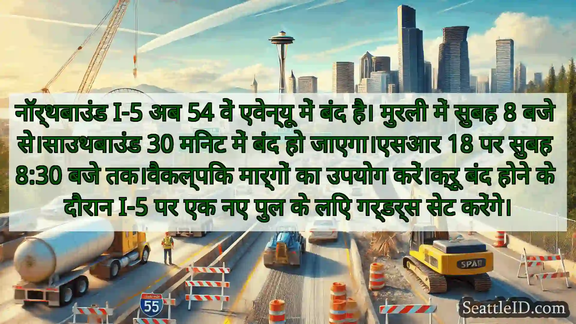 सिएटल परिवहन समाचार नॉर्थबाउंड I-5 अब 54 वें एवेन्यू
