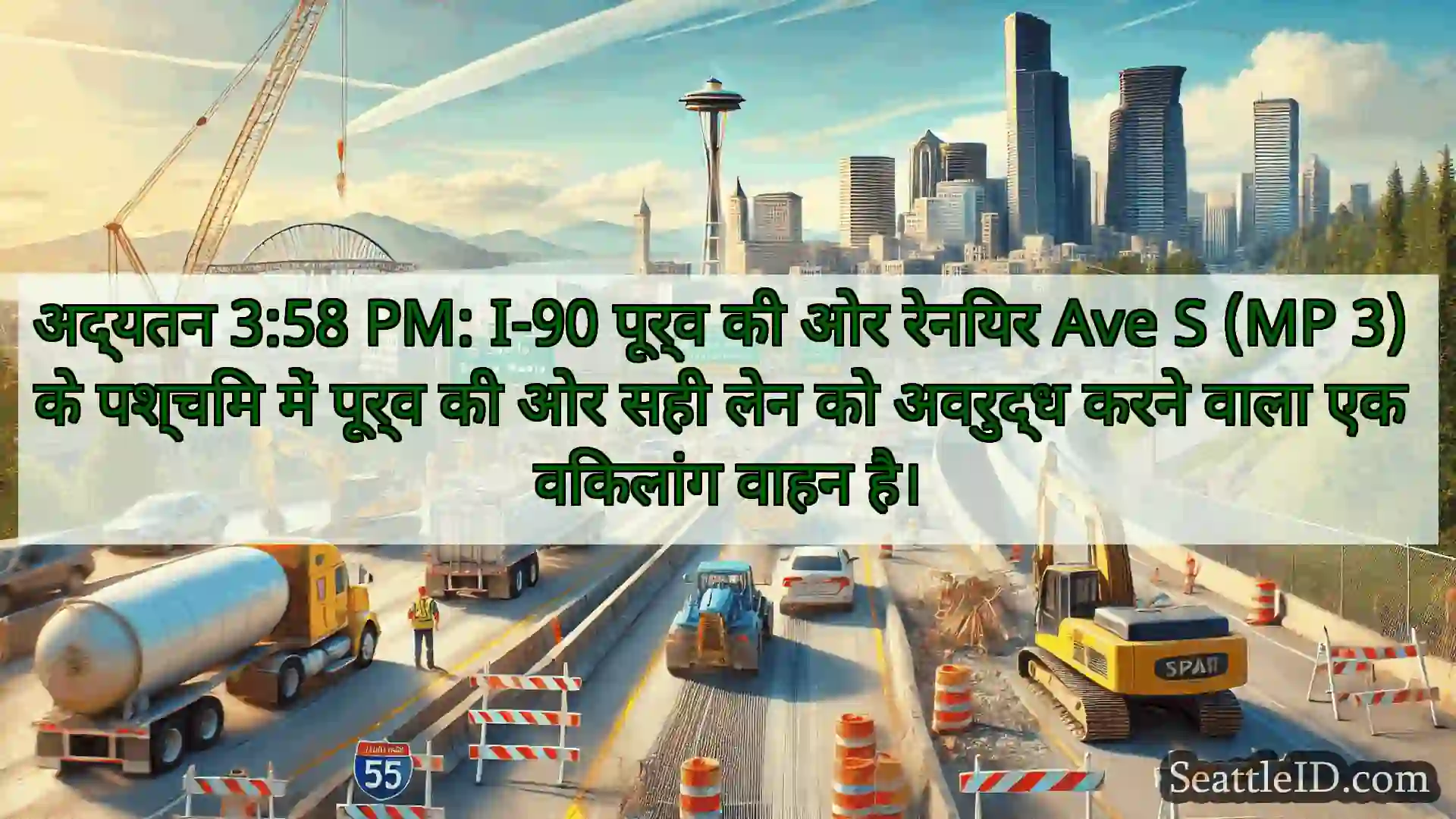सिएटल परिवहन समाचार अद्यतन 3:58 PM: I-90 पूर्व की ओर