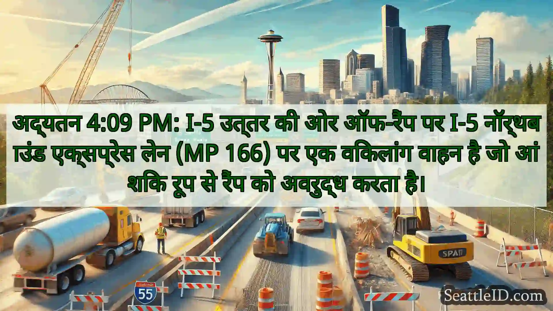 सिएटल परिवहन समाचार अद्यतन 4:09 PM: I-5 उत्तर की ओर
