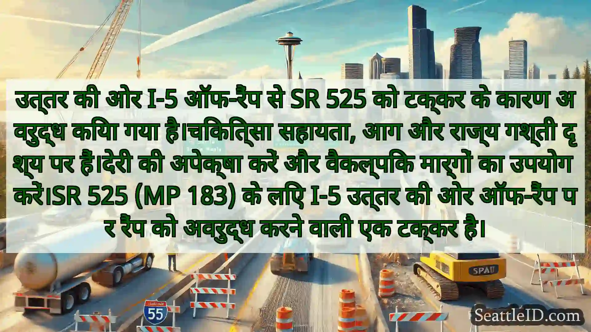 सिएटल परिवहन समाचार उत्तर की ओर I-5 ऑफ-रैंप से SR 525