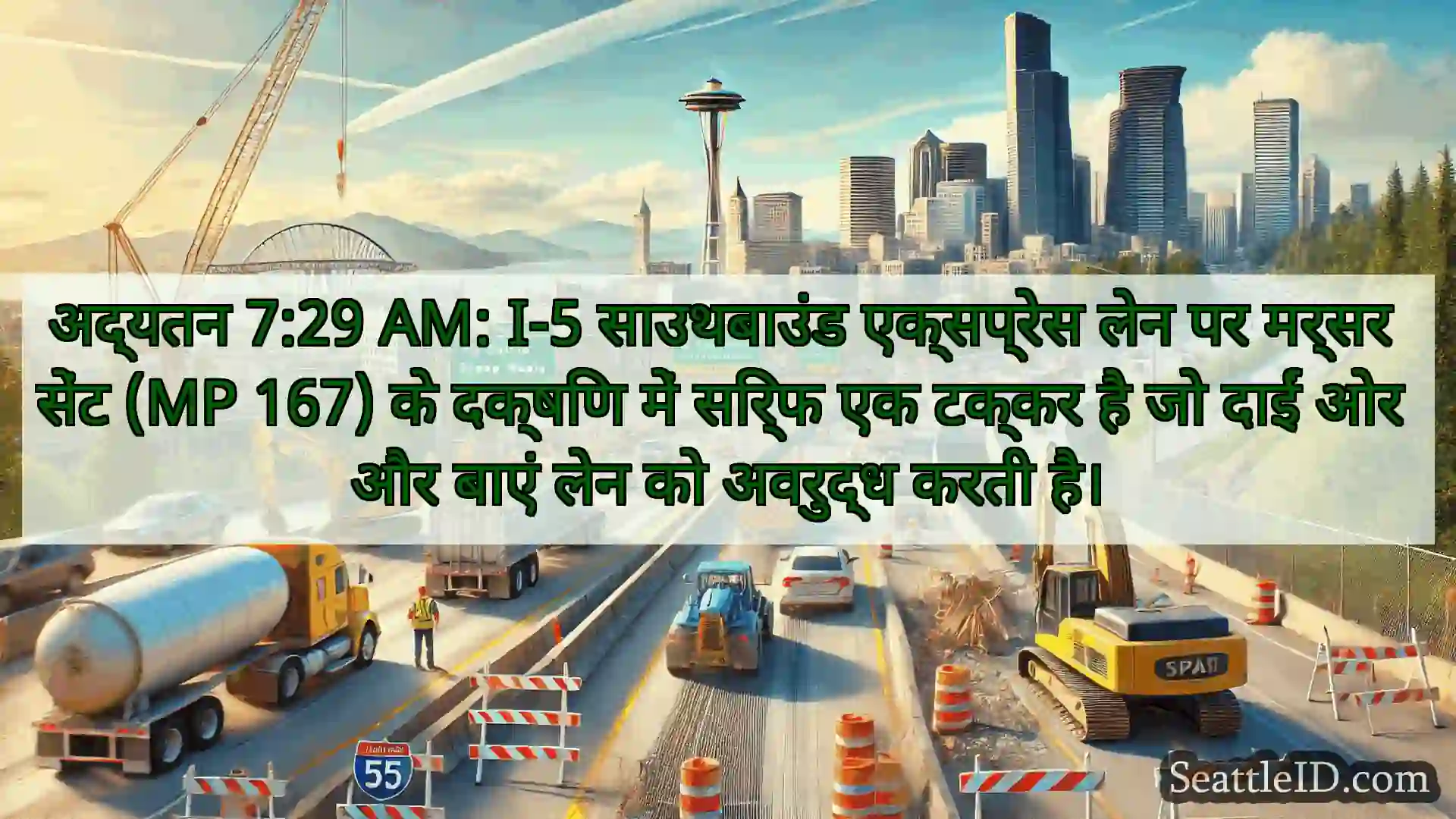 सिएटल परिवहन समाचार अद्यतन 7:29 AM: I-5 साउथबाउंड