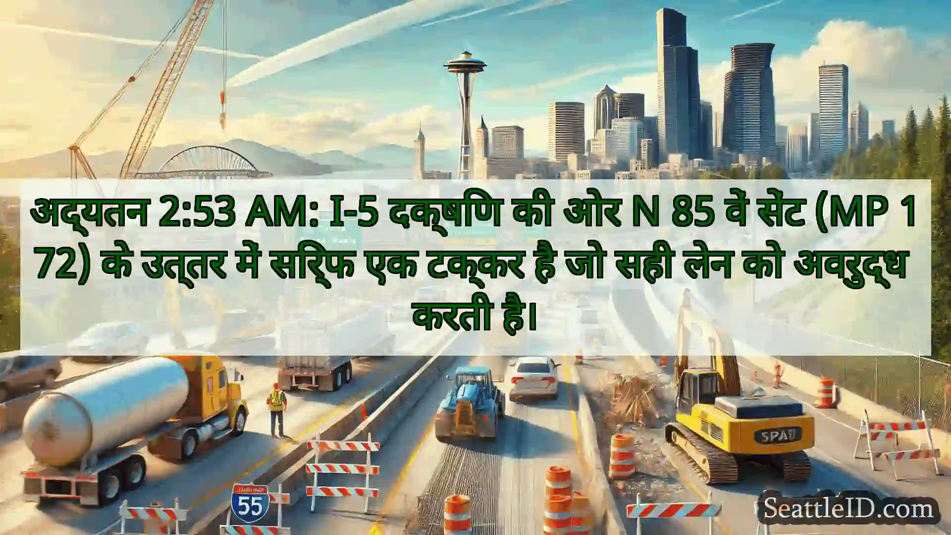 सिएटल परिवहन समाचार अद्यतन 2:53 AM: I-5 दक्षिण की ओर N