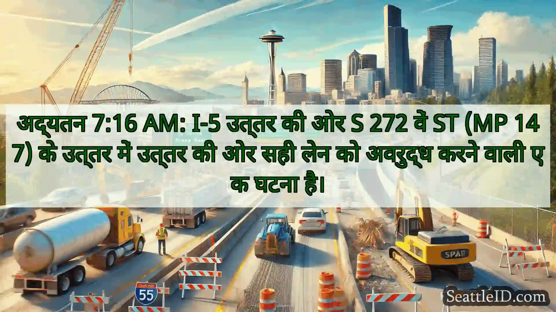 सिएटल परिवहन समाचार अद्यतन 7:16 AM: I-5 उत्तर की ओर S