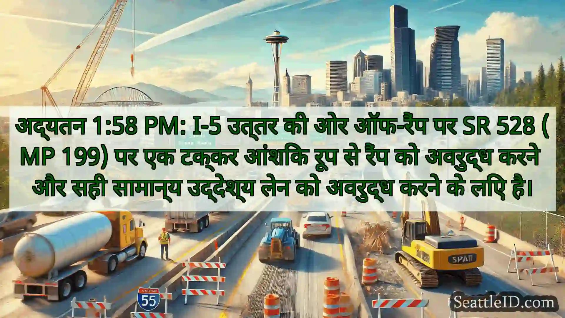 सिएटल परिवहन समाचार अद्यतन 1:58 PM: I-5 उत्तर की ओर
