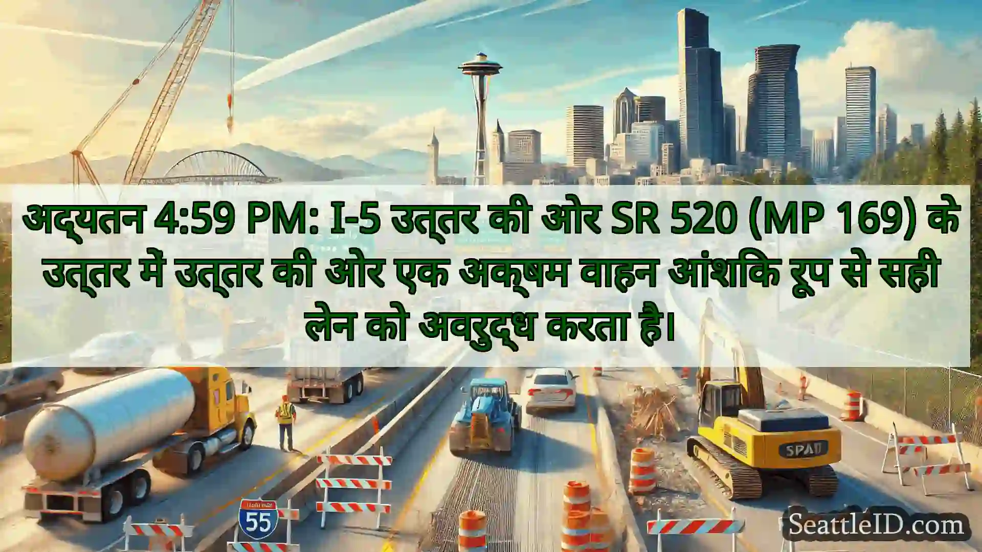 सिएटल परिवहन समाचार अद्यतन 4:59 PM: I-5 उत्तर की ओर SR