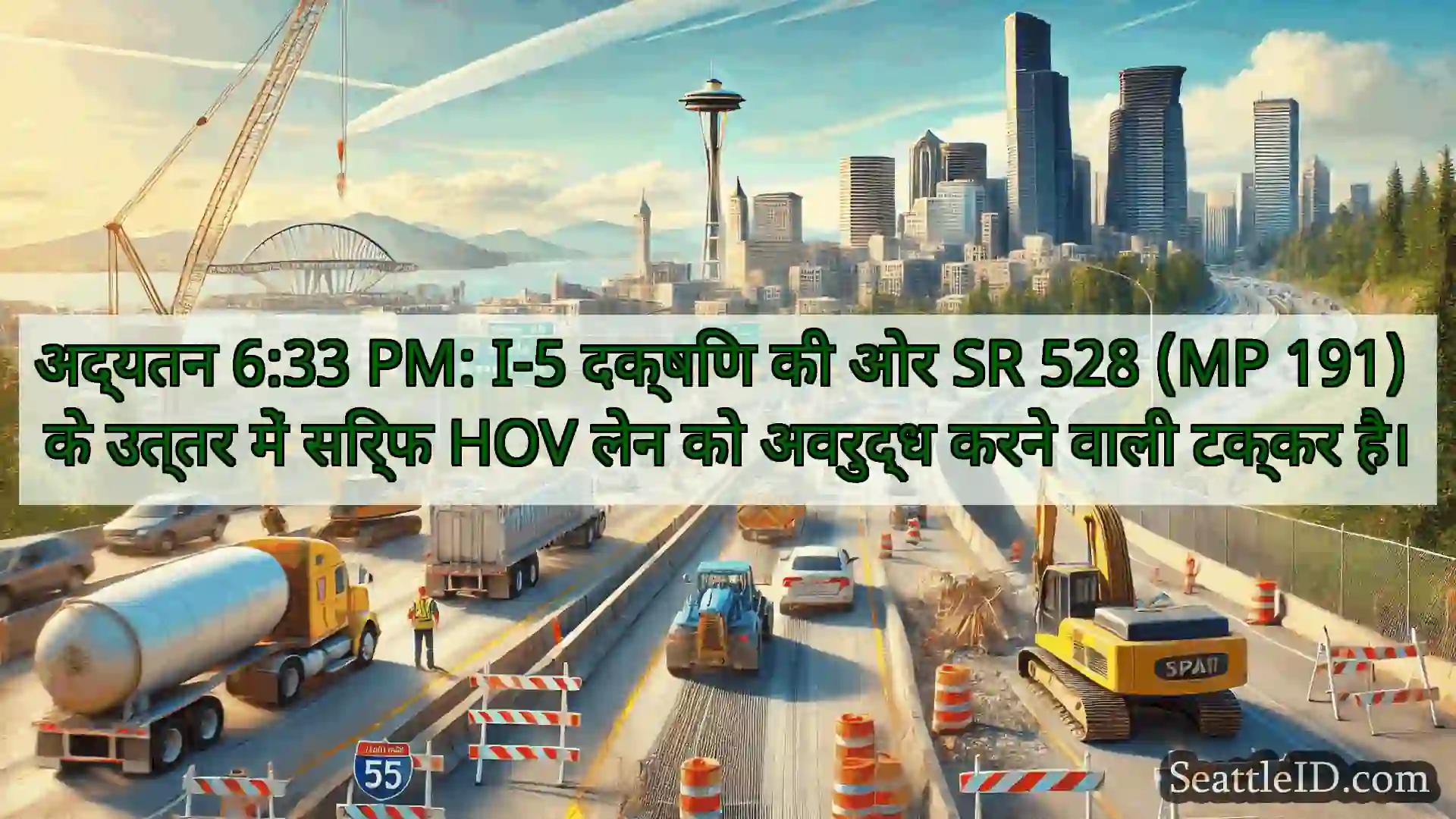 सिएटल परिवहन समाचार अद्यतन 6:33 PM: I-5 दक्षिण की ओर