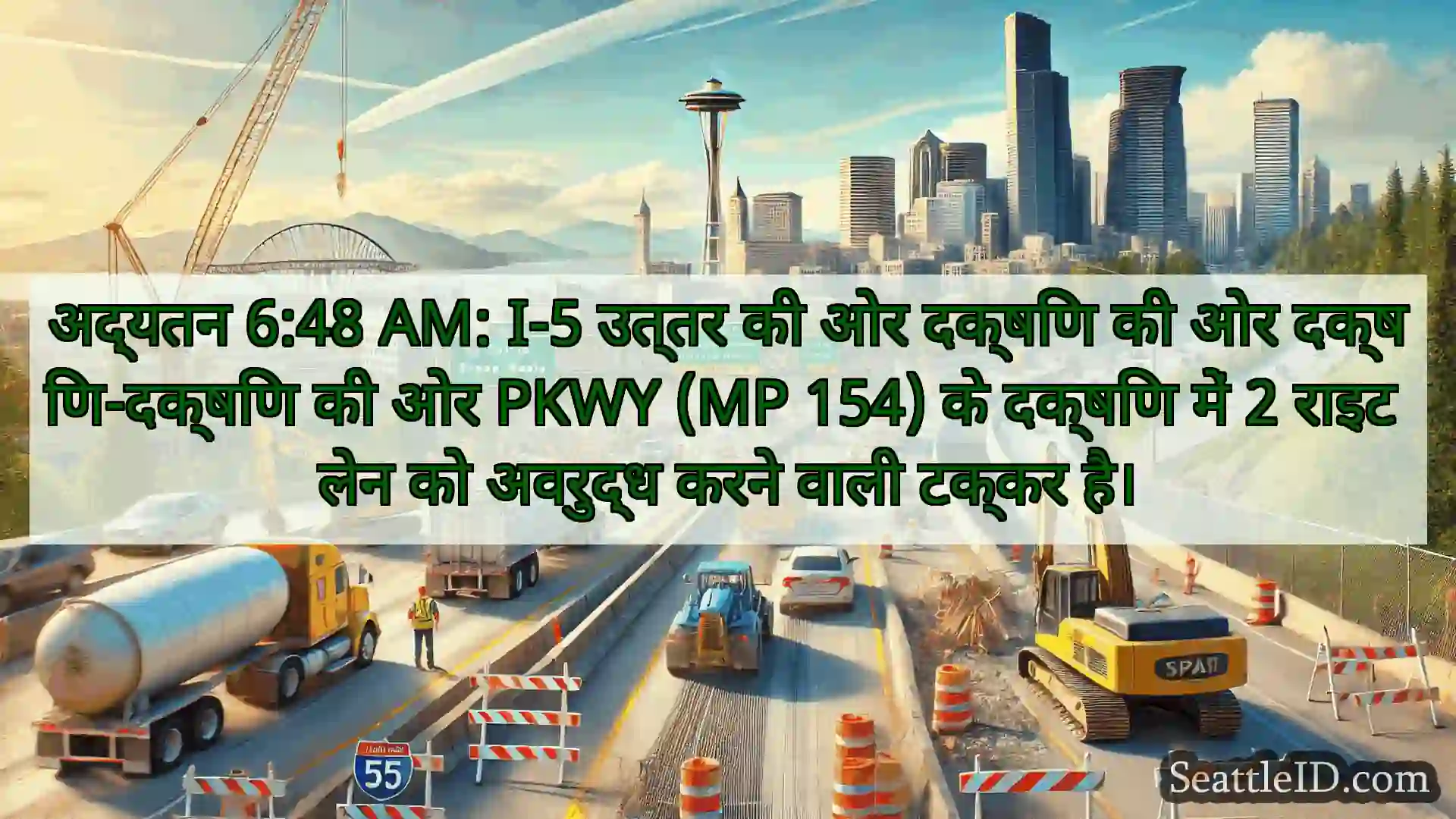 सिएटल परिवहन समाचार अद्यतन 6:48 AM: I-5 उत्तर की ओर