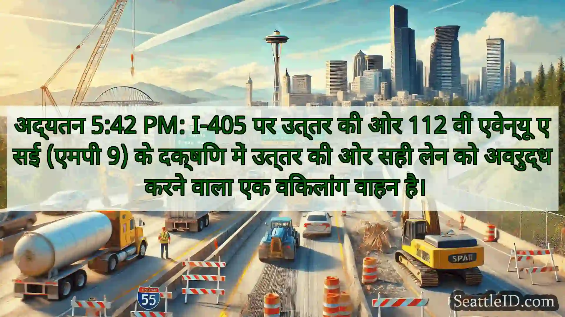 सिएटल परिवहन समाचार अद्यतन 5:42 PM: I-405 पर उत्तर की