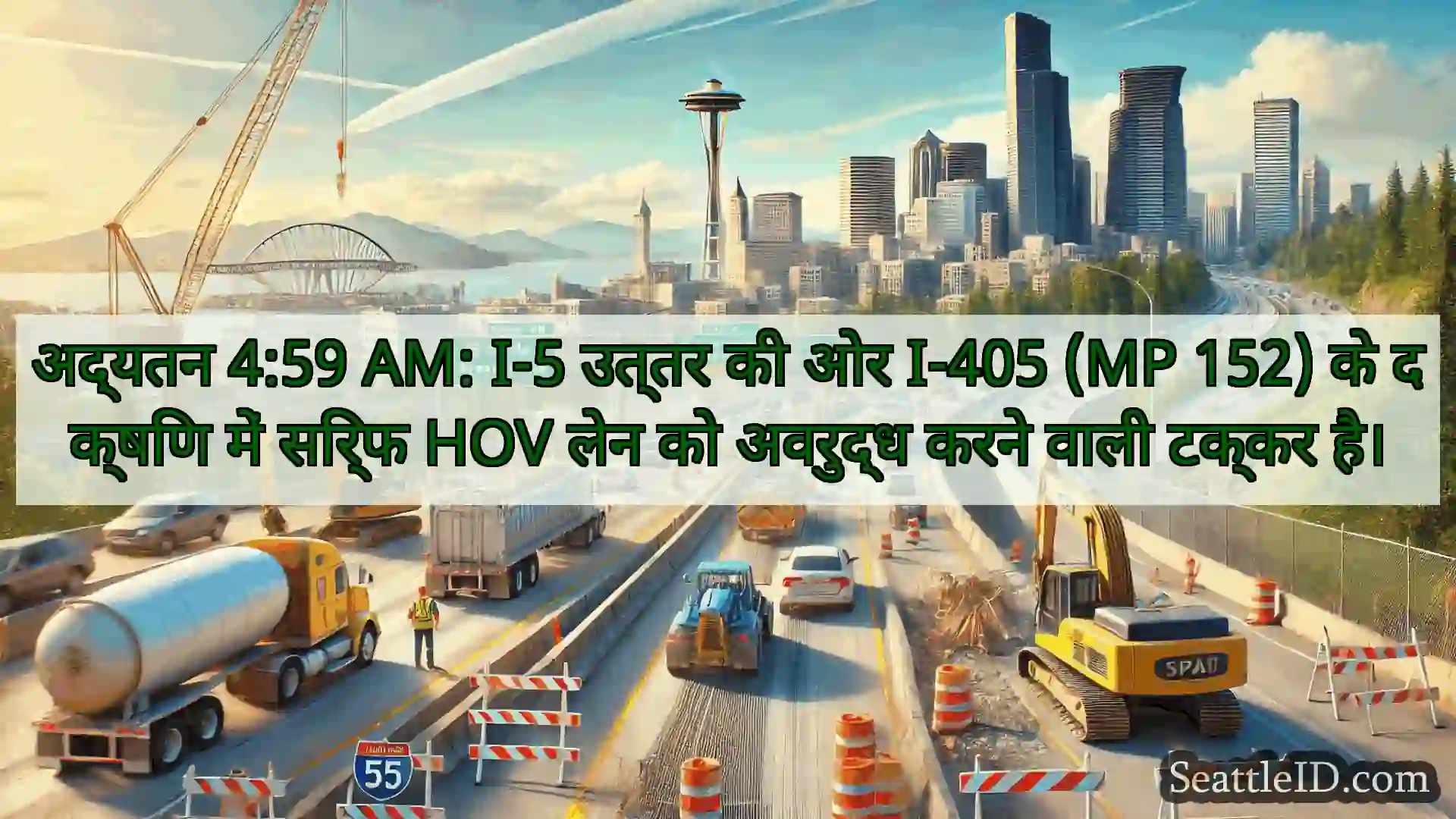 सिएटल परिवहन समाचार अद्यतन 4:59 AM: I-5 उत्तर की ओर