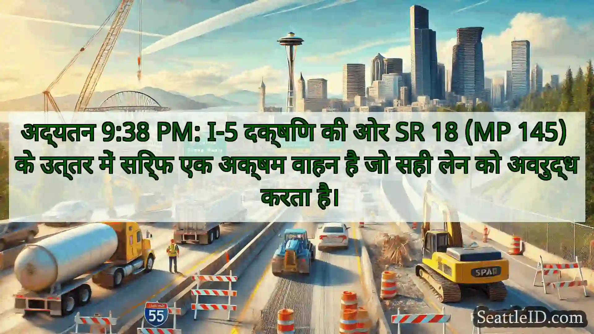 सिएटल परिवहन समाचार अद्यतन 9:38 PM: I-5 दक्षिण की ओर