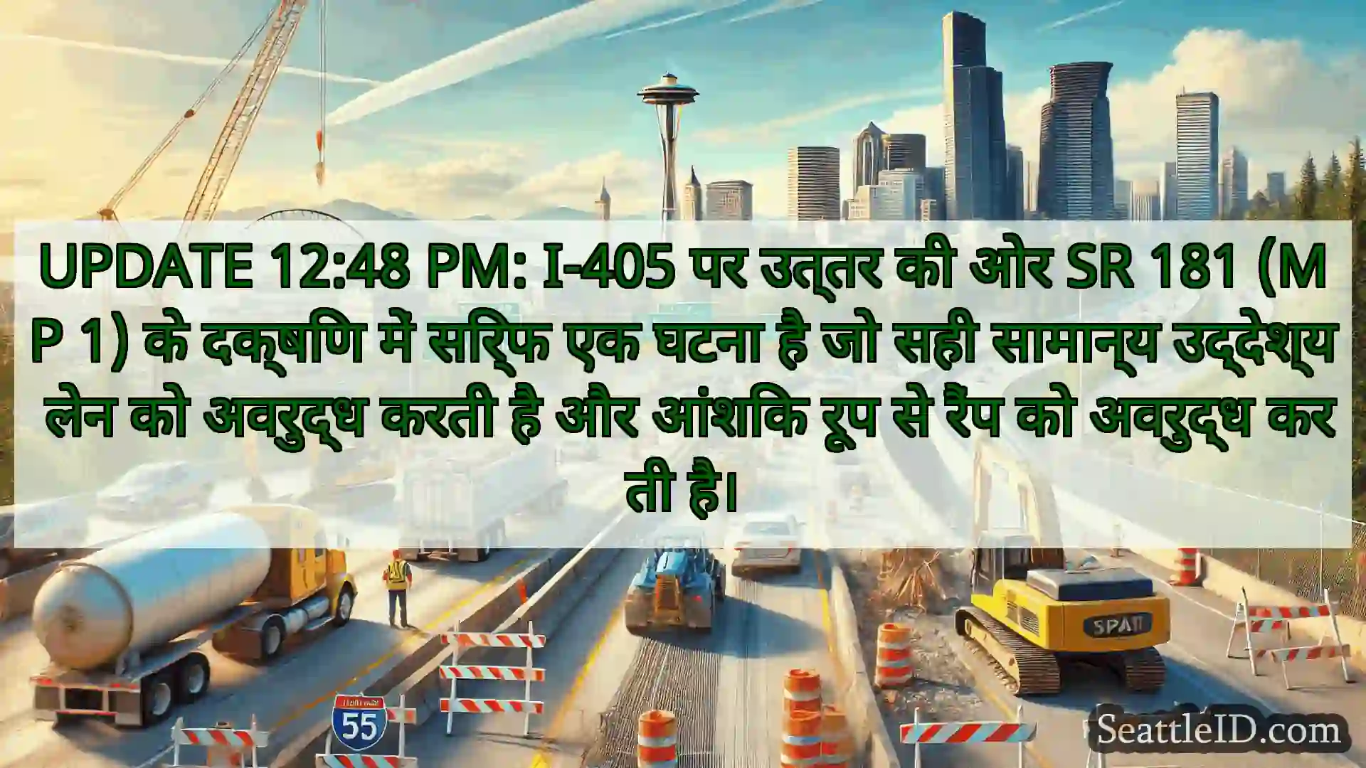 सिएटल परिवहन समाचार UPDATE 12:48 PM: I-405 पर उत्तर की