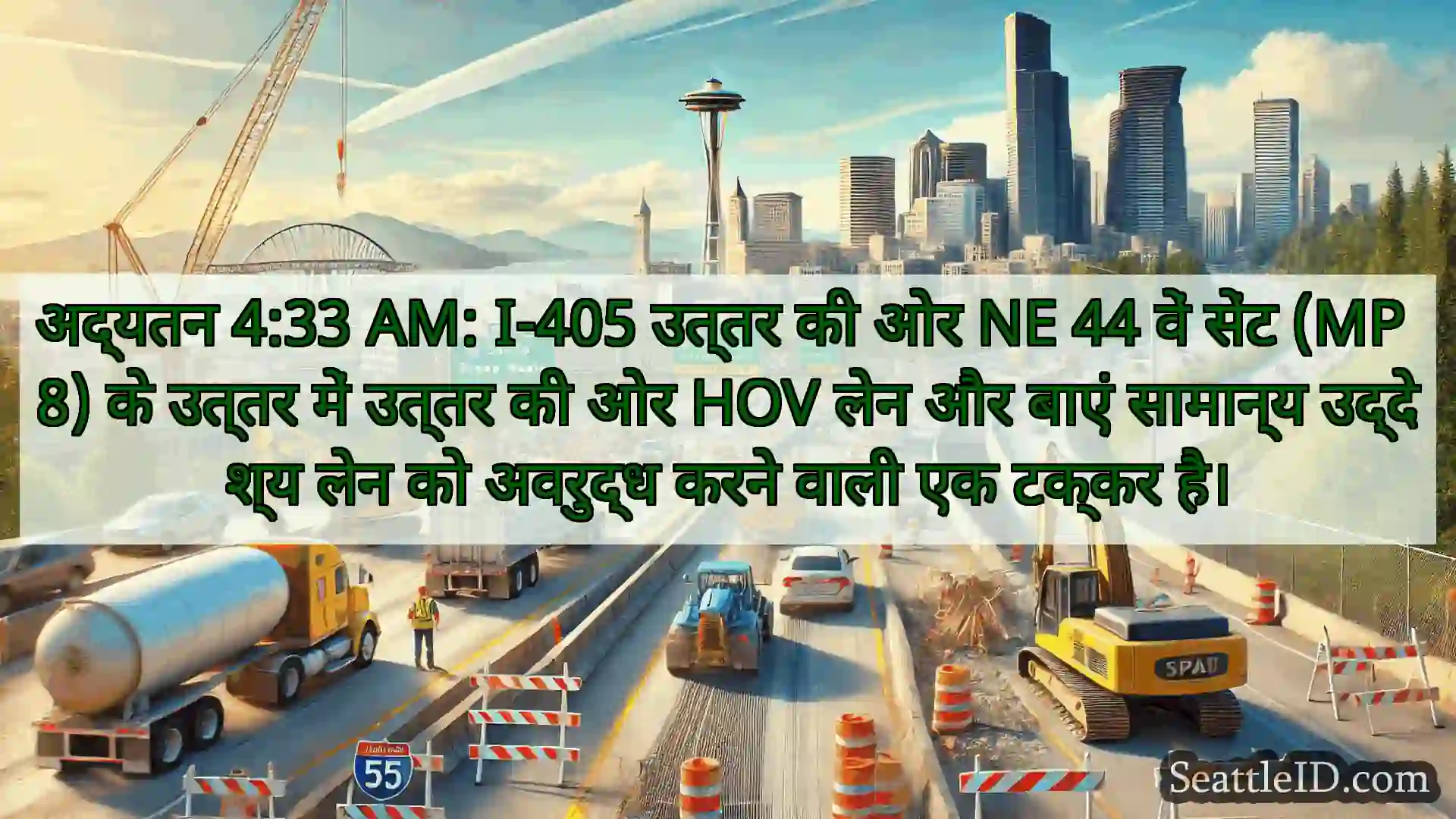 सिएटल परिवहन समाचार अद्यतन 4:33 AM: I-405 उत्तर की ओर