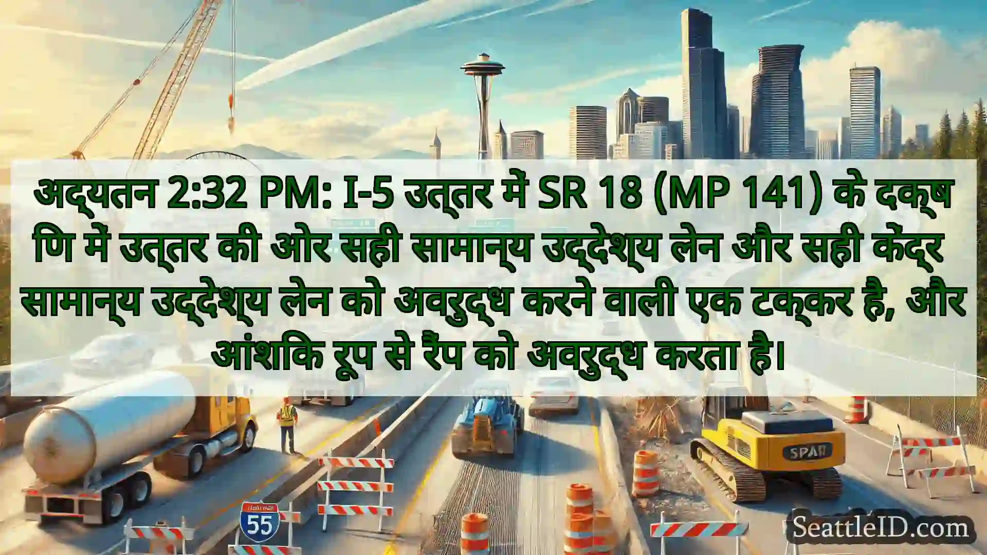 अद्यतन 2:32 PM: I-5 उत्तर में SR 18 (MP 141) के