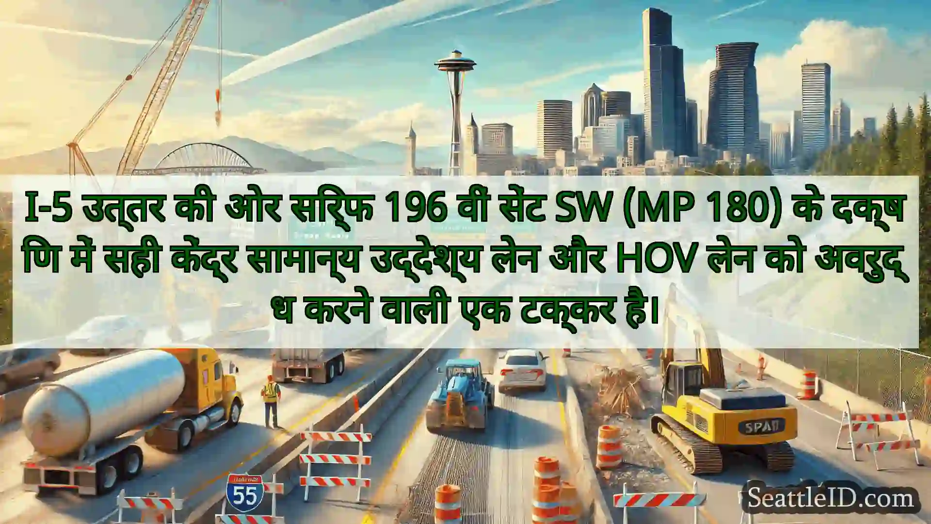 I-5 उत्तर की ओर सिर्फ 196 वीं सेंट SW (MP 180) के