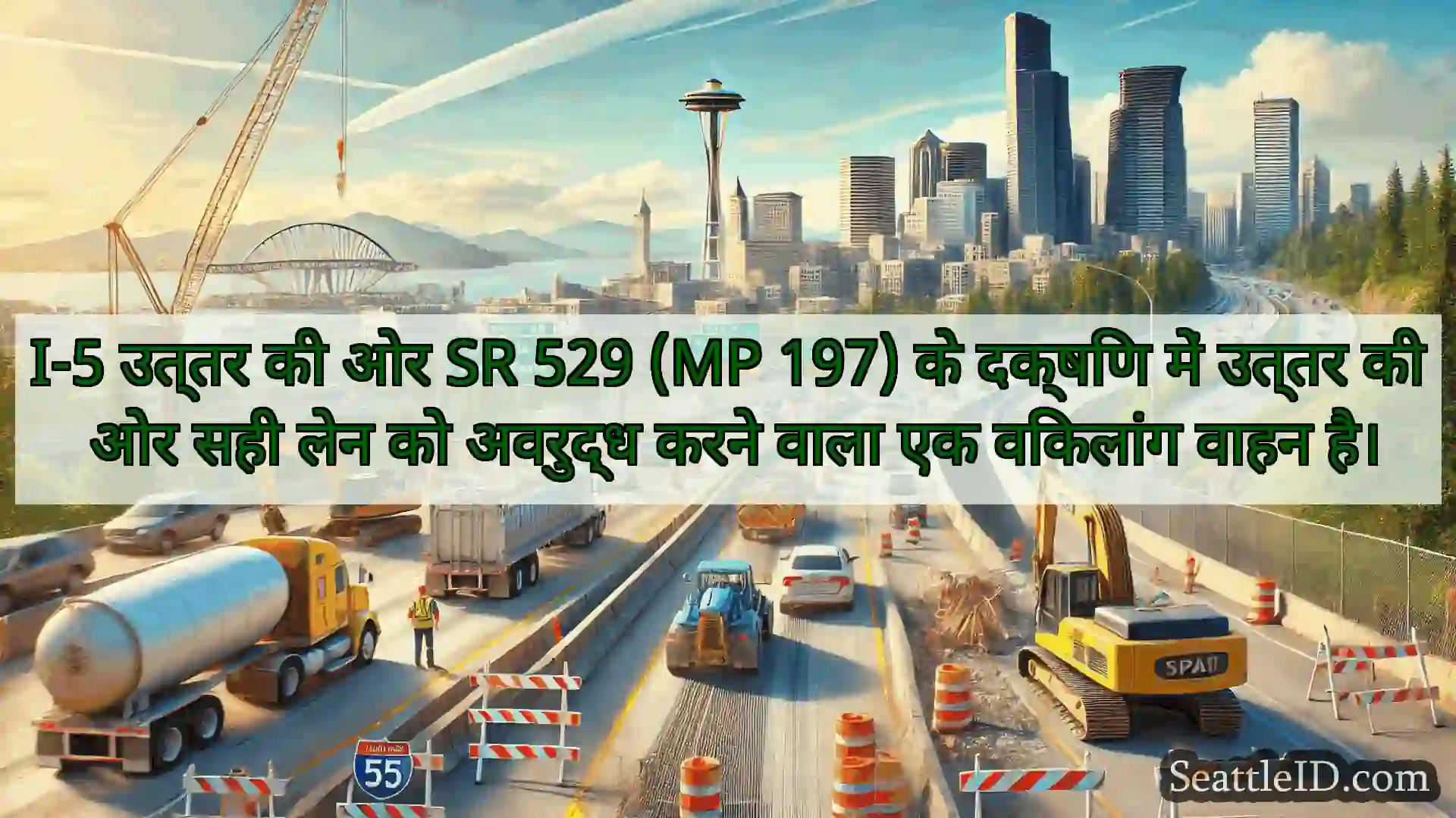 I-5 उत्तर की ओर SR 529 (MP 197) के दक्षिण में