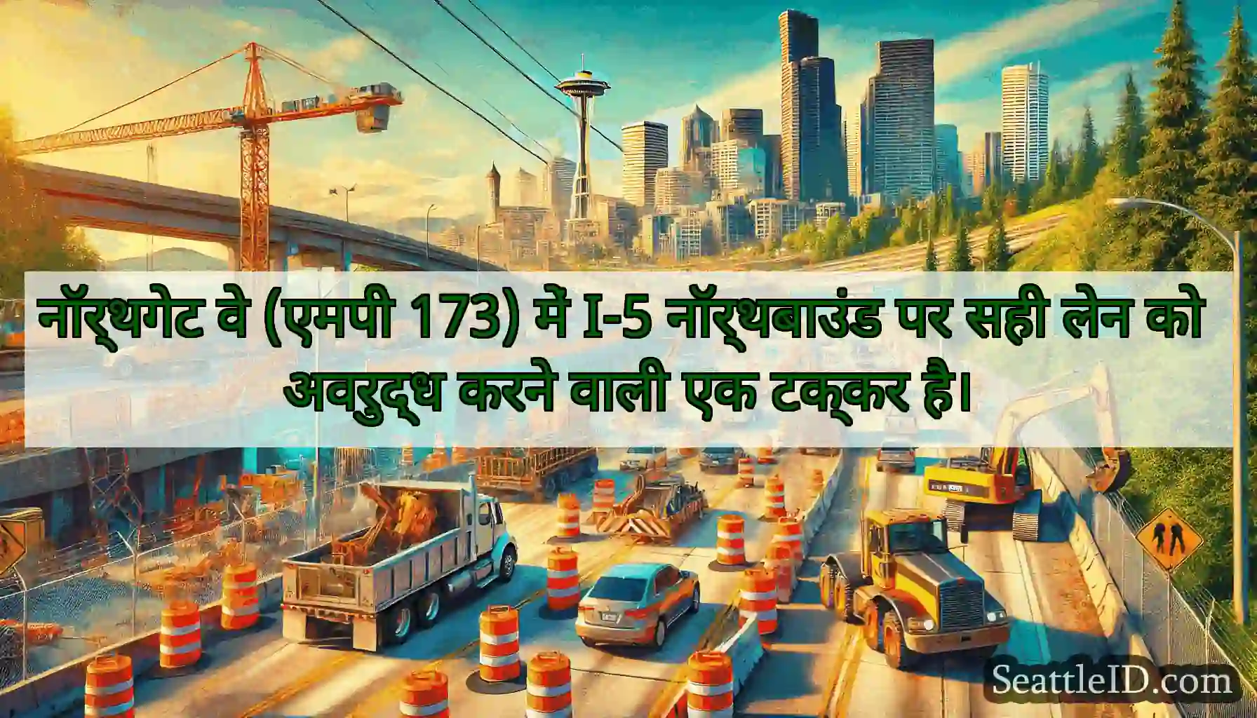 नॉर्थगेट वे (एमपी 173) में I-5 नॉर्थबाउंड पर सही