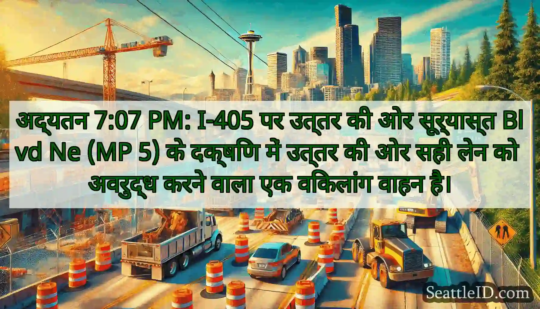 अद्यतन 7:07 PM: I-405 पर उत्तर की ओर सूर्यास्त