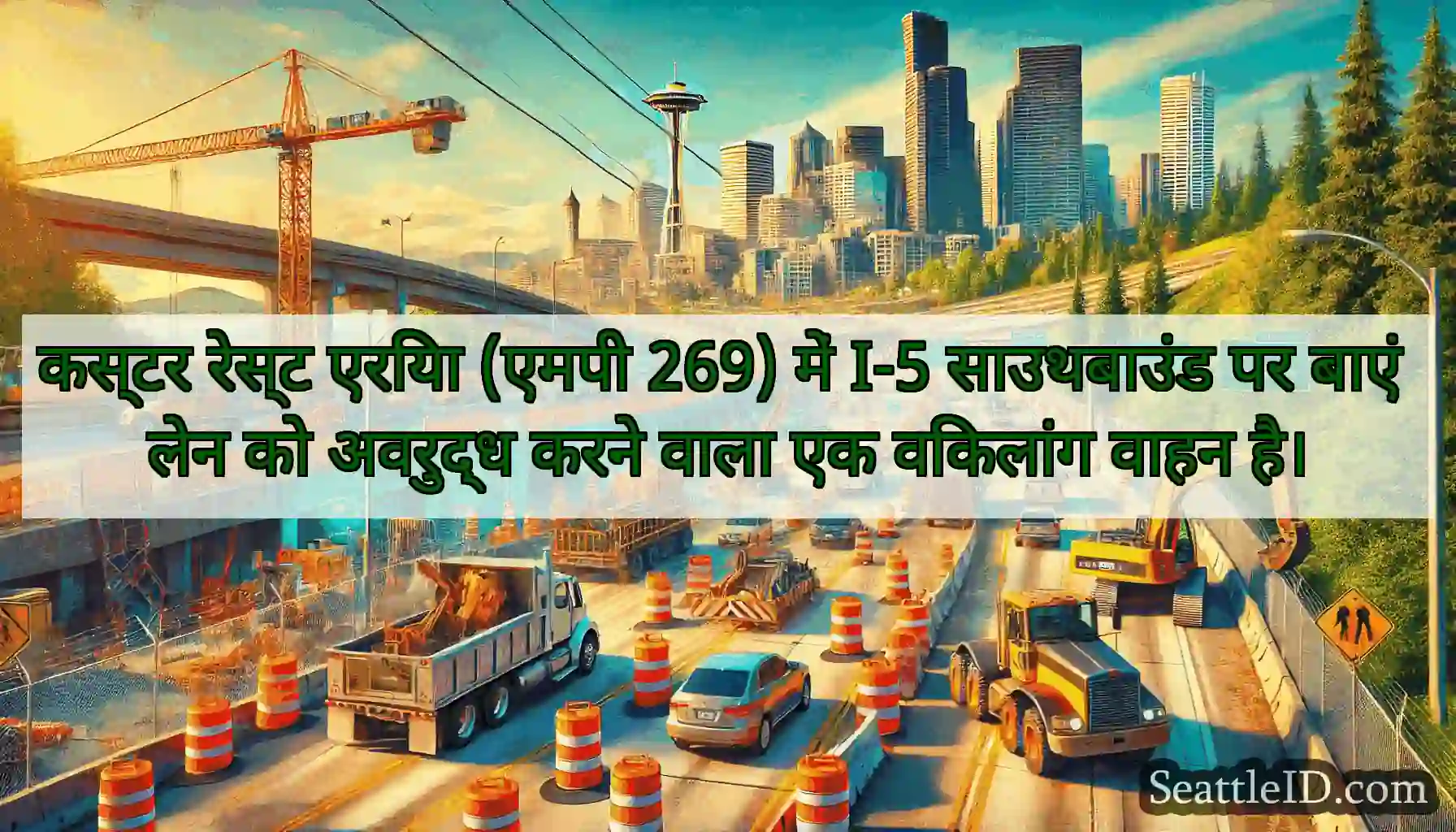 कस्टर रेस्ट एरिया (एमपी 269) में I-5 साउथबाउंड पर