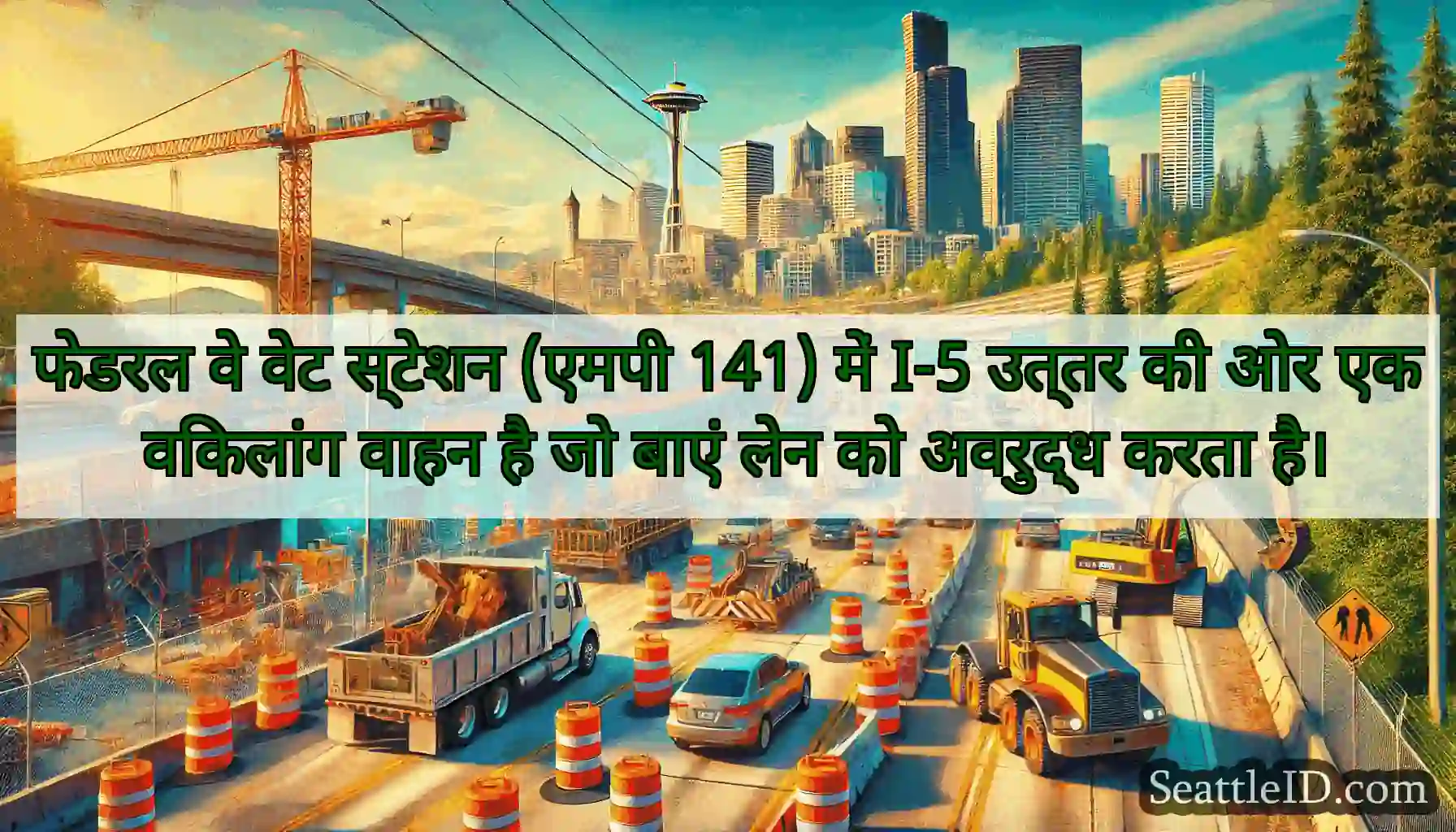 फेडरल वे वेट स्टेशन (एमपी 141) में I-5 उत्तर की