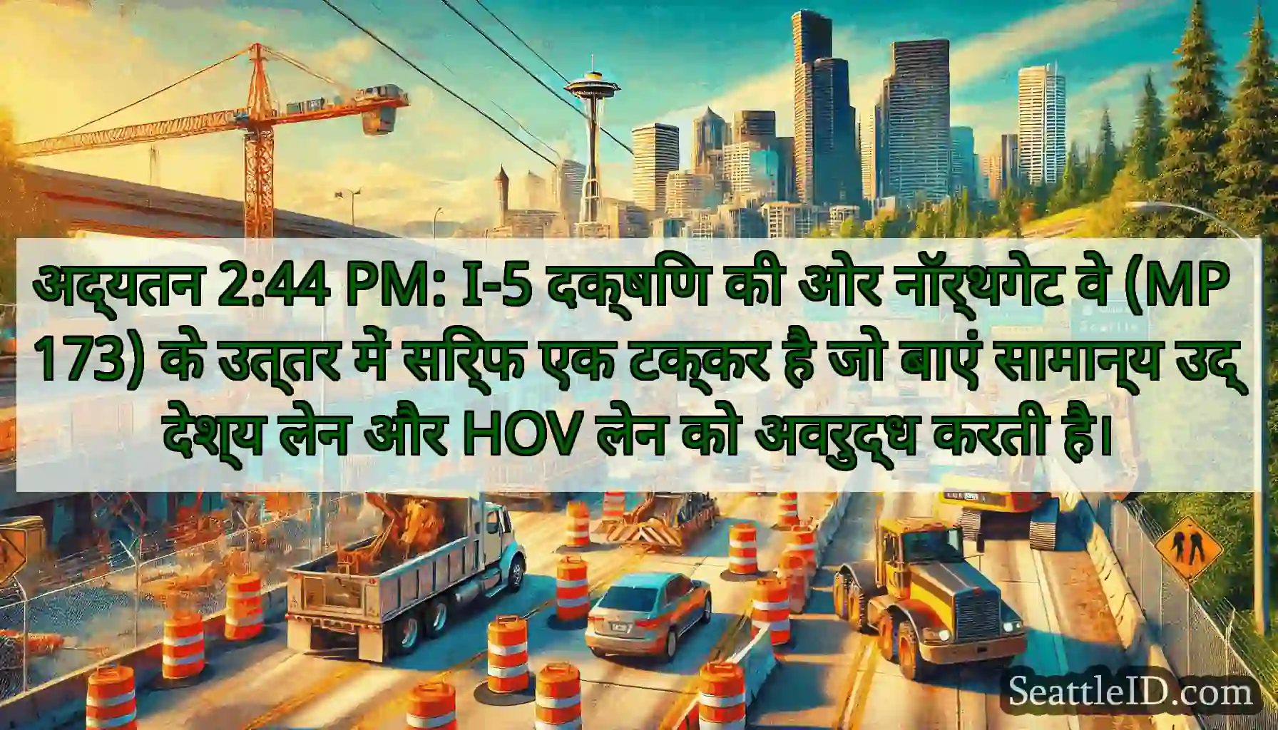 अद्यतन 2:44 PM: I-5 दक्षिण की ओर नॉर्थगेट वे (MP