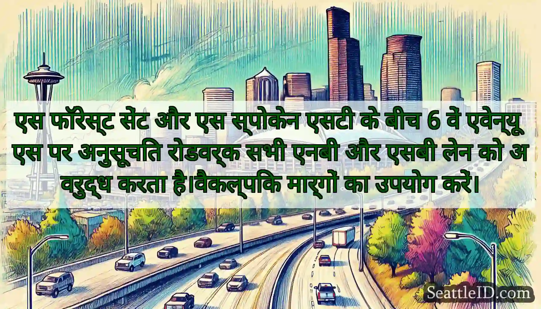 एस फॉरेस्ट सेंट और एस स्पोकेन एसटी के बीच 6 वें