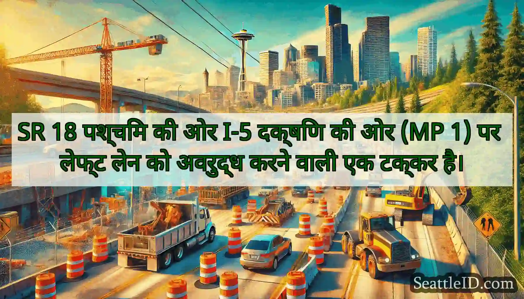 SR 18 पश्चिम की ओर I-5 दक्षिण की ओर (MP 1) पर