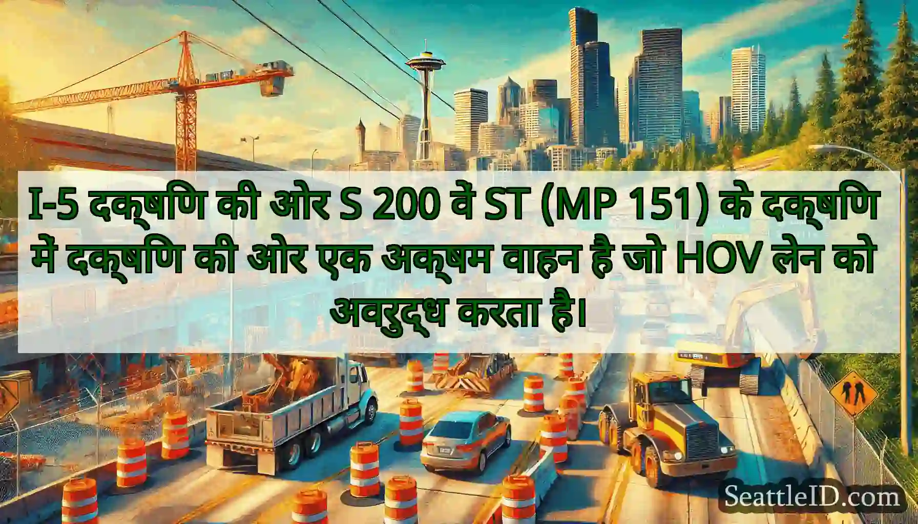 I-5 दक्षिण की ओर S 200 वें ST (MP 151) के दक्षिण