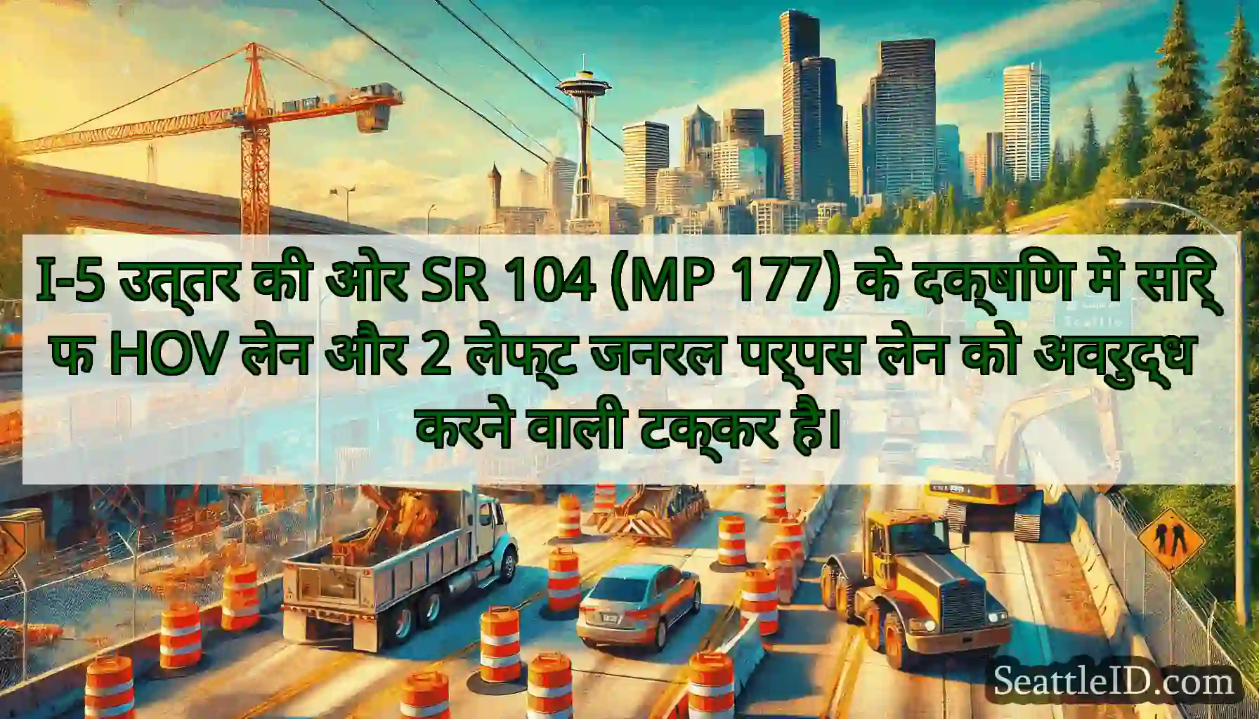 I-5 उत्तर की ओर SR 104 (MP 177) के दक्षिण में