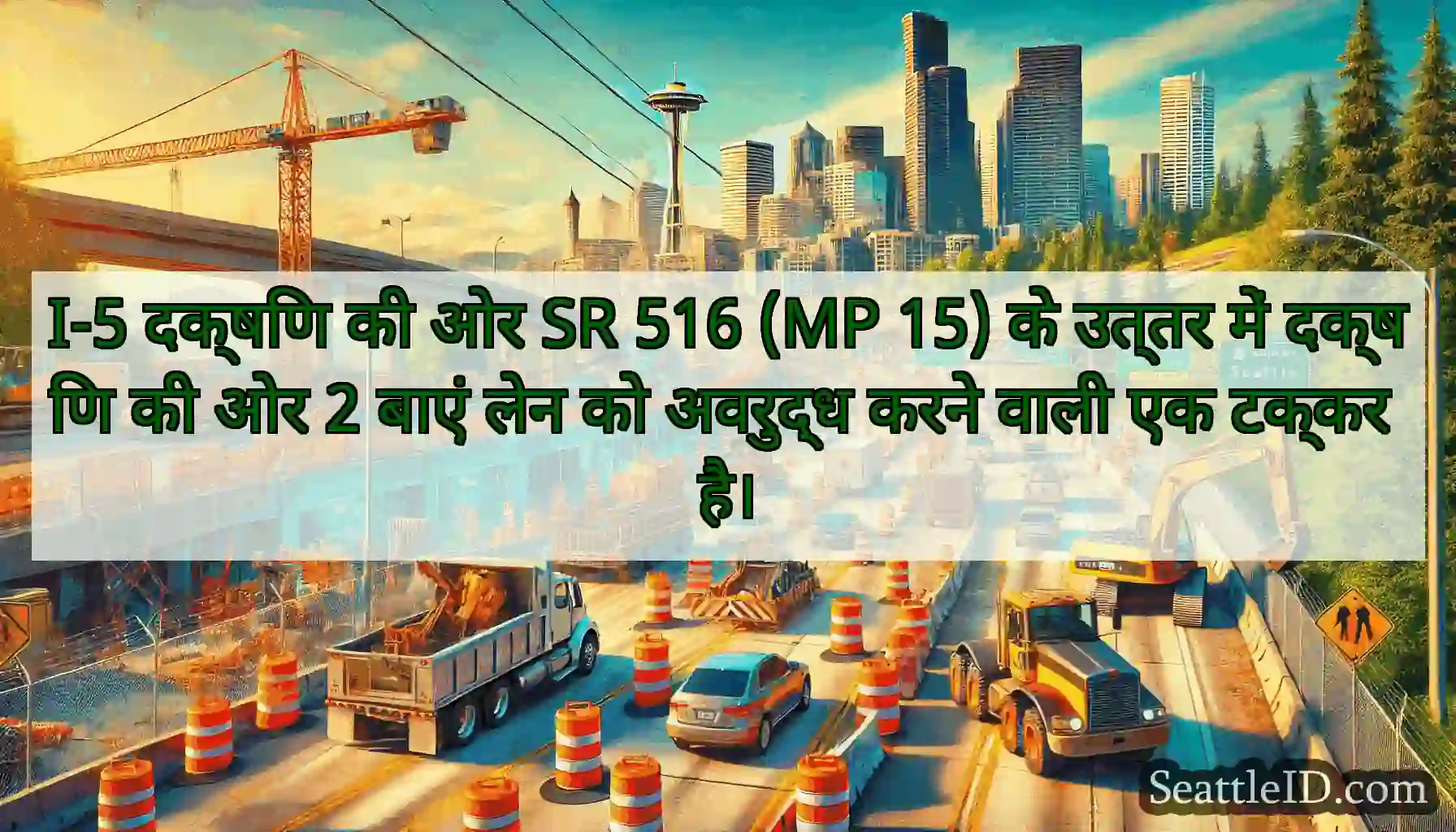 I-5 दक्षिण की ओर SR 516 (MP 15) के उत्तर में