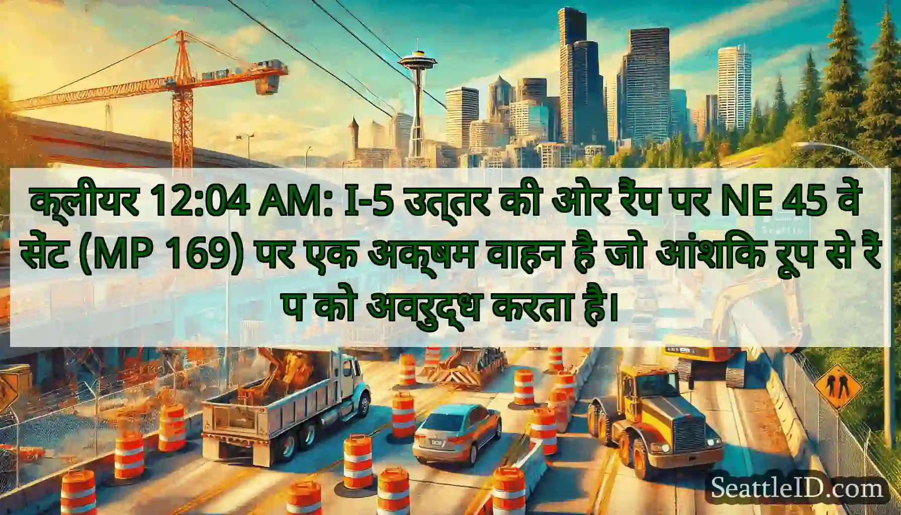 क्लीयर 12:04 AM: I-5 उत्तर की ओर रैंप पर NE 45