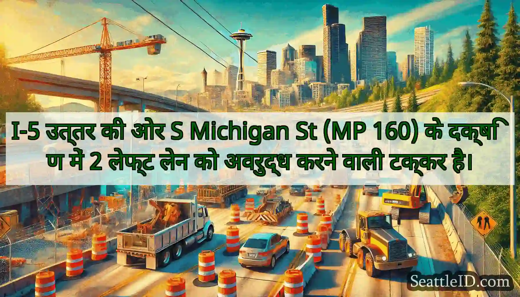 I-5 उत्तर की ओर S Michigan St (MP 160) के दक्षिण