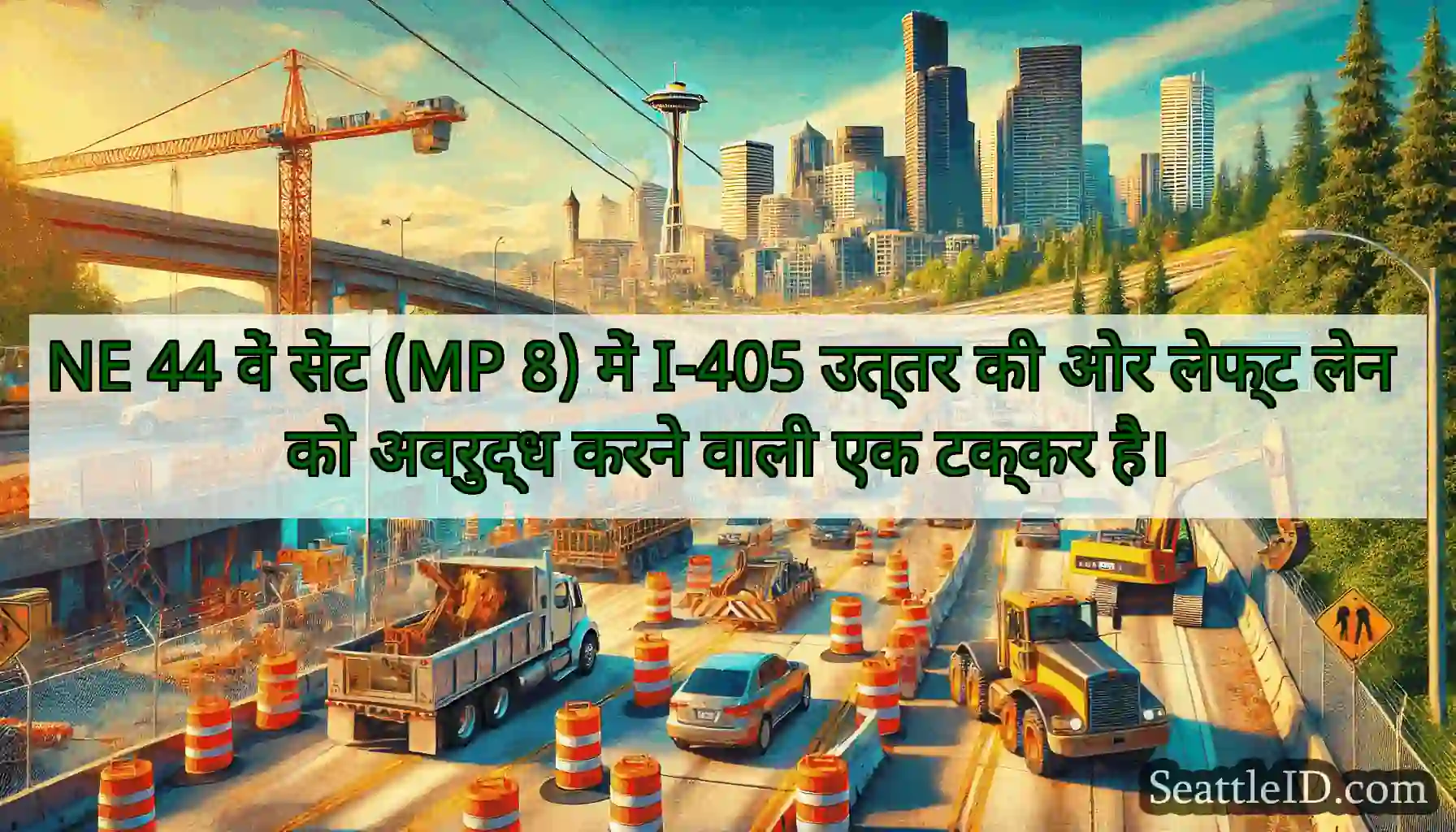 NE 44 वें सेंट (MP 8) में I-405 उत्तर की ओर लेफ्ट