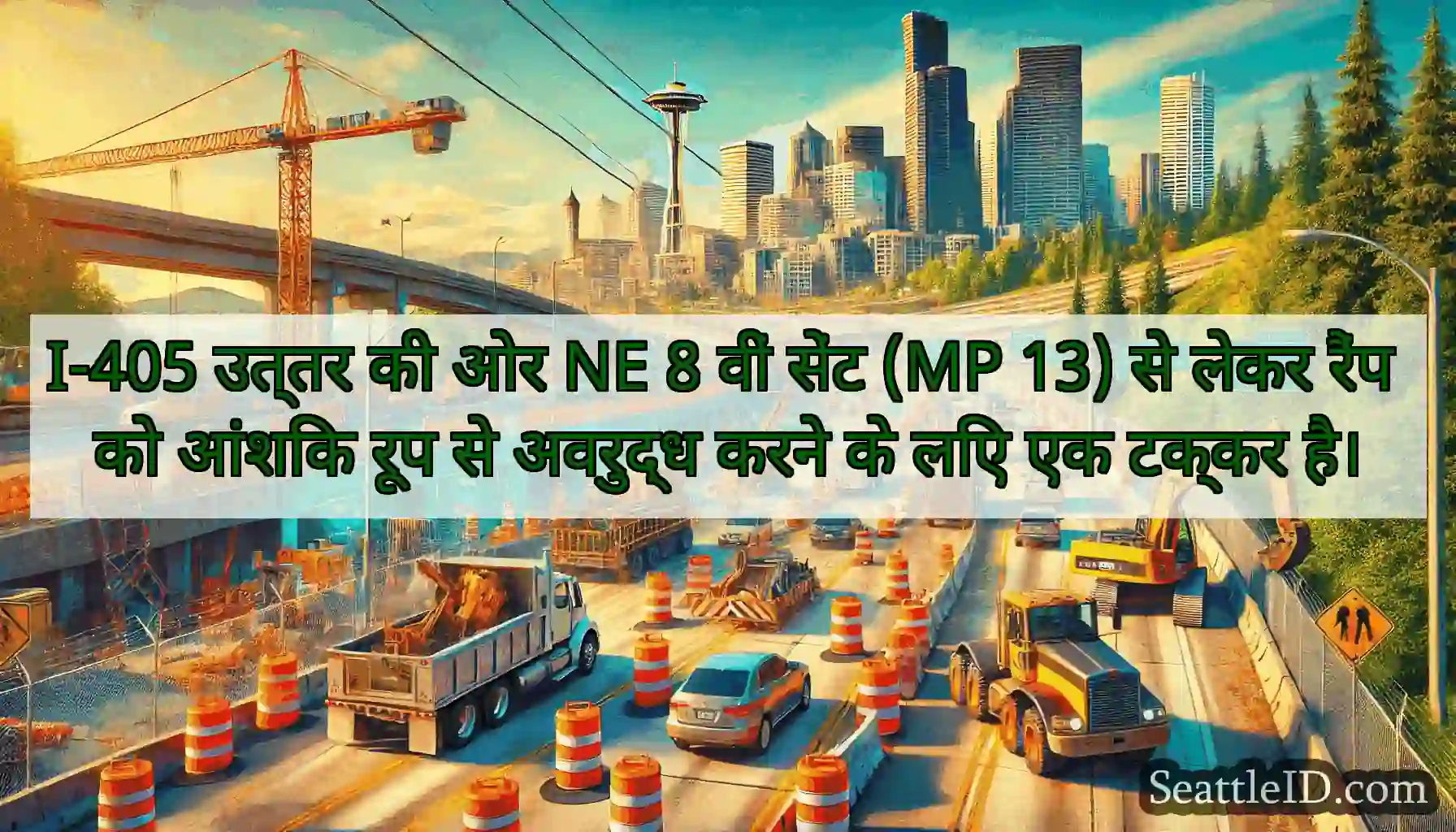I-405 उत्तर की ओर NE 8 वीं सेंट (MP 13) से लेकर