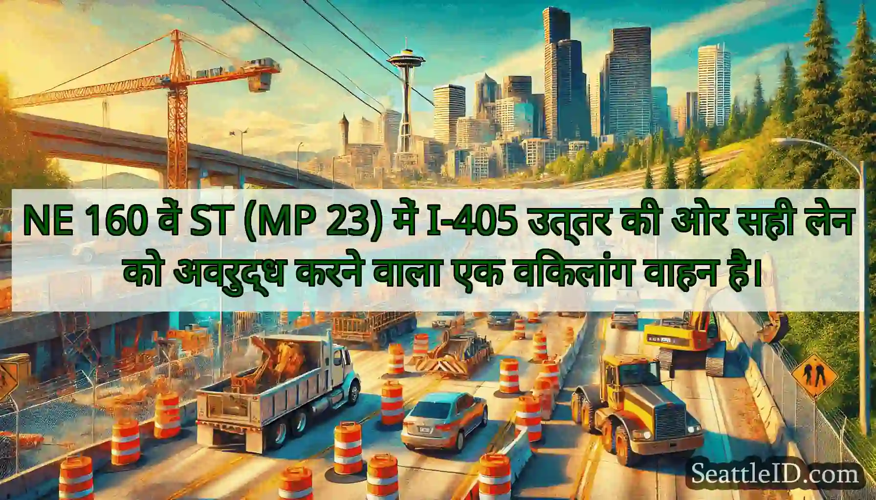 NE 160 वें ST (MP 23) में I-405 उत्तर की ओर सही