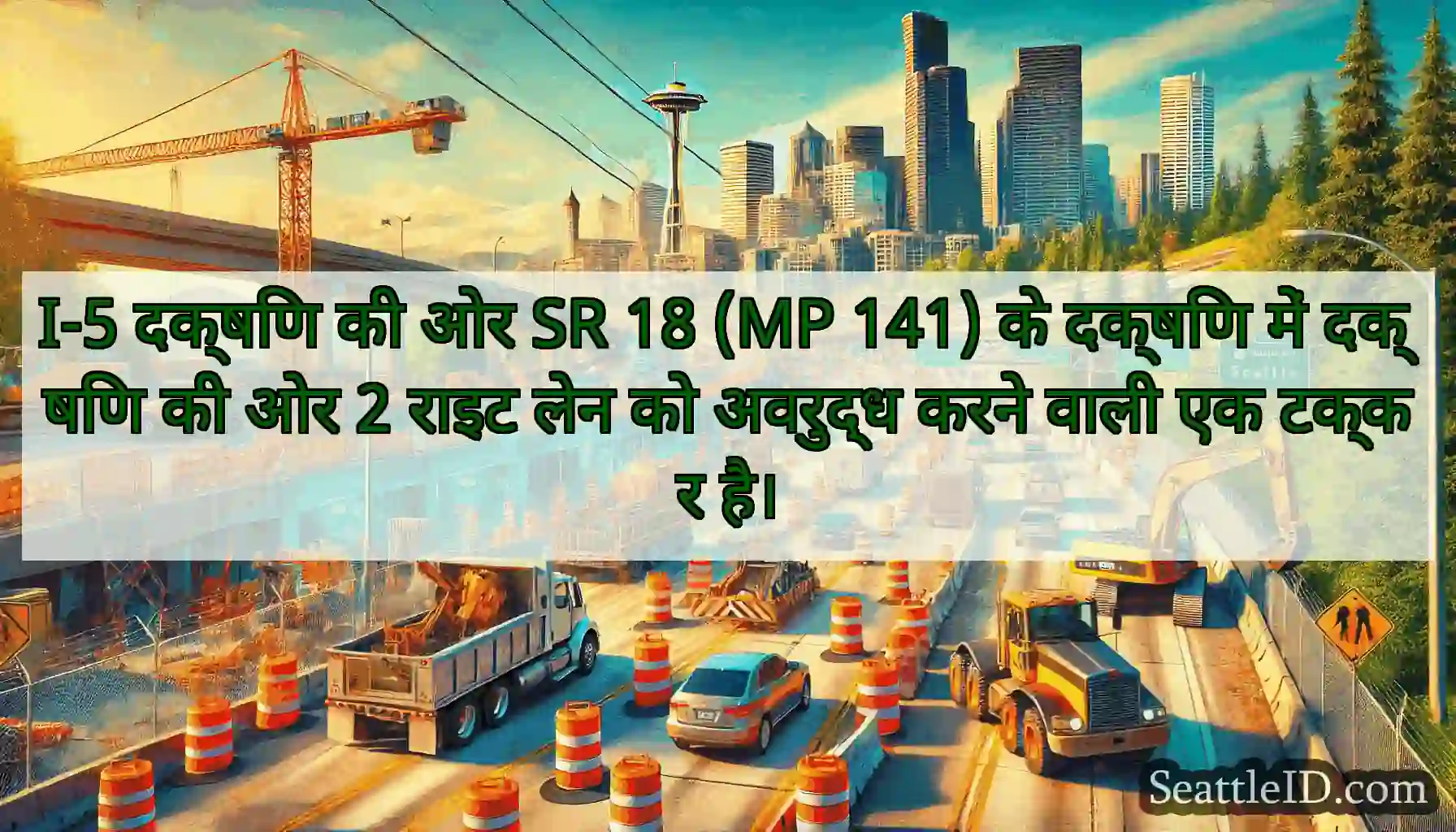 I-5 दक्षिण की ओर SR 18 (MP 141) के दक्षिण में