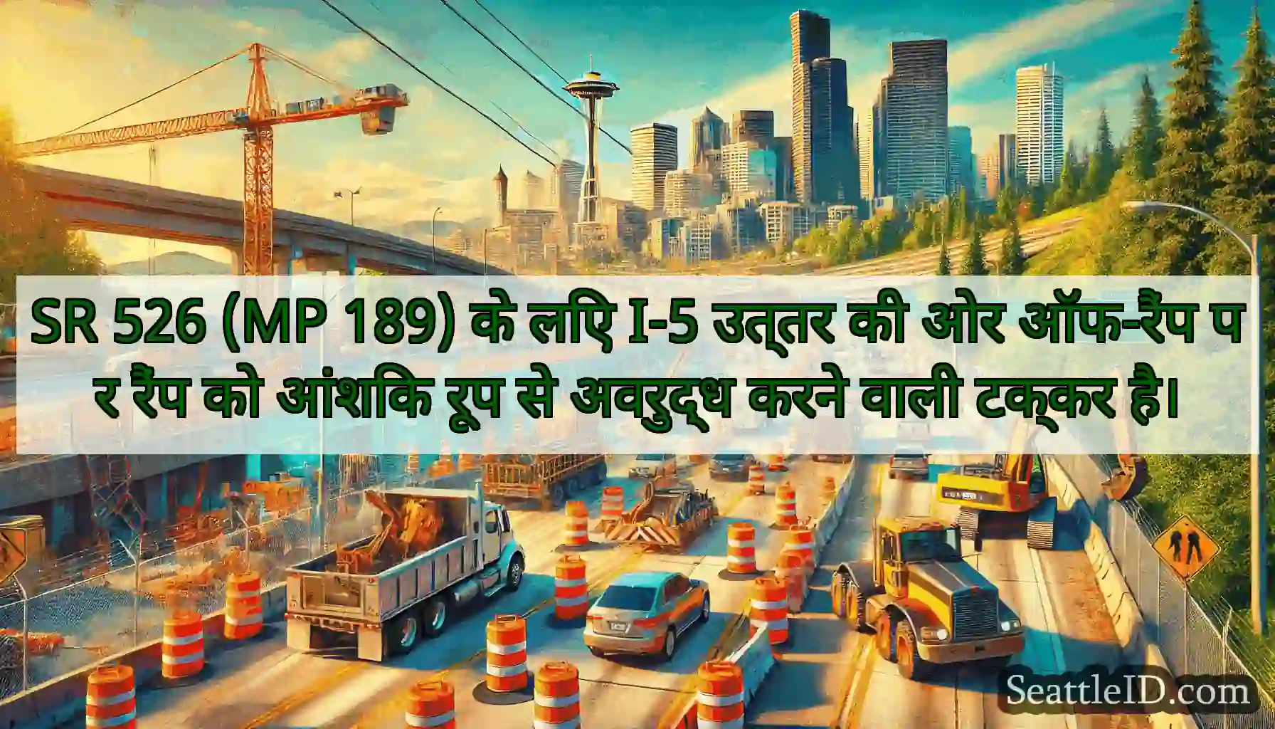 SR 526 (MP 189) के लिए I-5 उत्तर की ओर ऑफ-रैंप पर