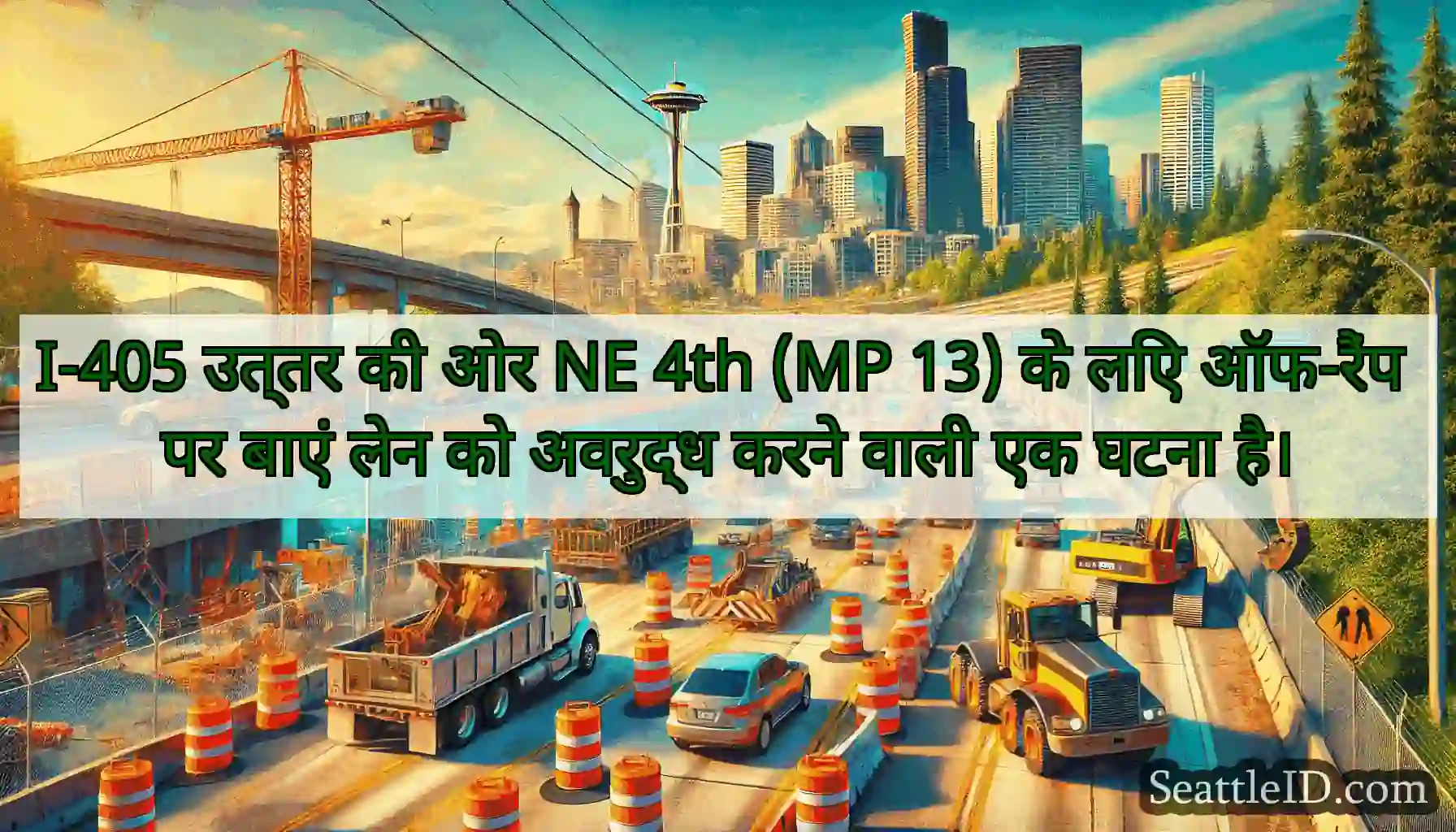 I-405 उत्तर की ओर NE 4th (MP 13) के लिए ऑफ-रैंप