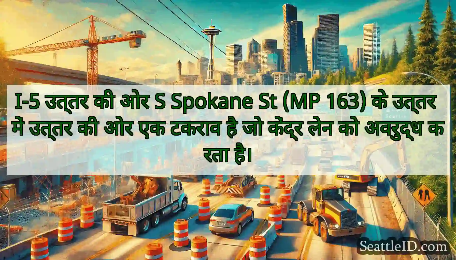 I-5 उत्तर की ओर S Spokane St (MP 163) के उत्तर