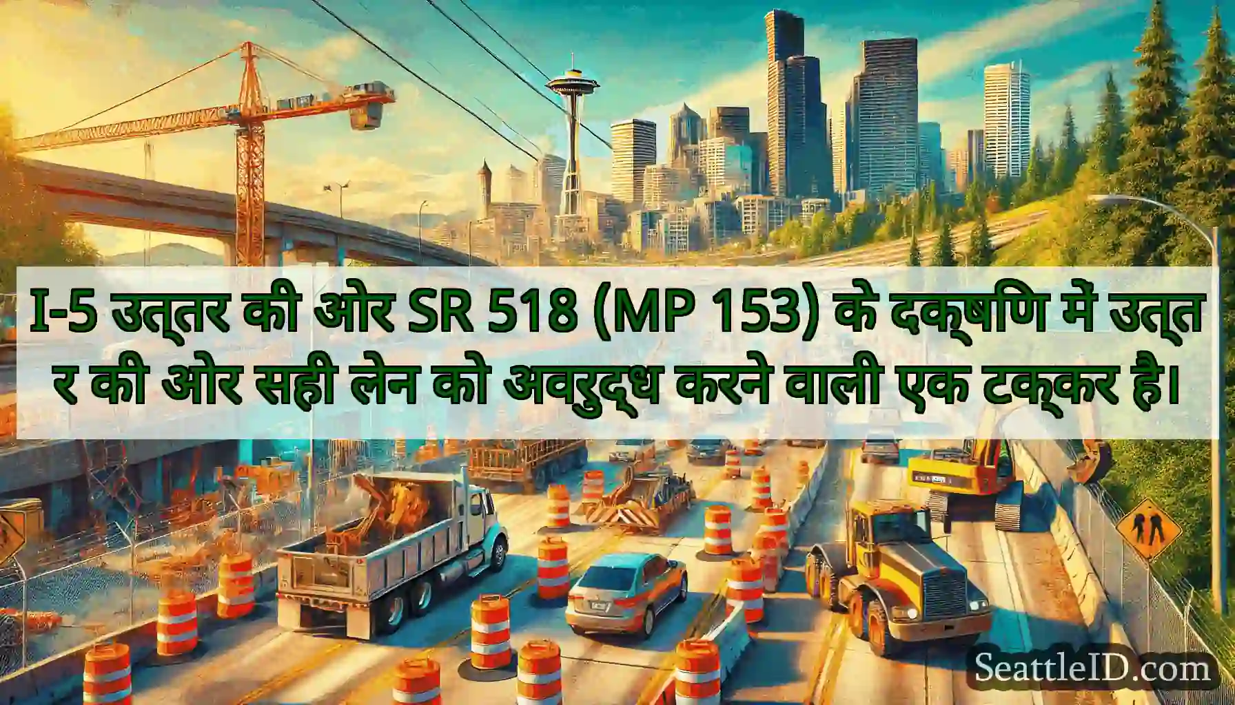 I-5 उत्तर की ओर SR 518 (MP 153) के दक्षिण में