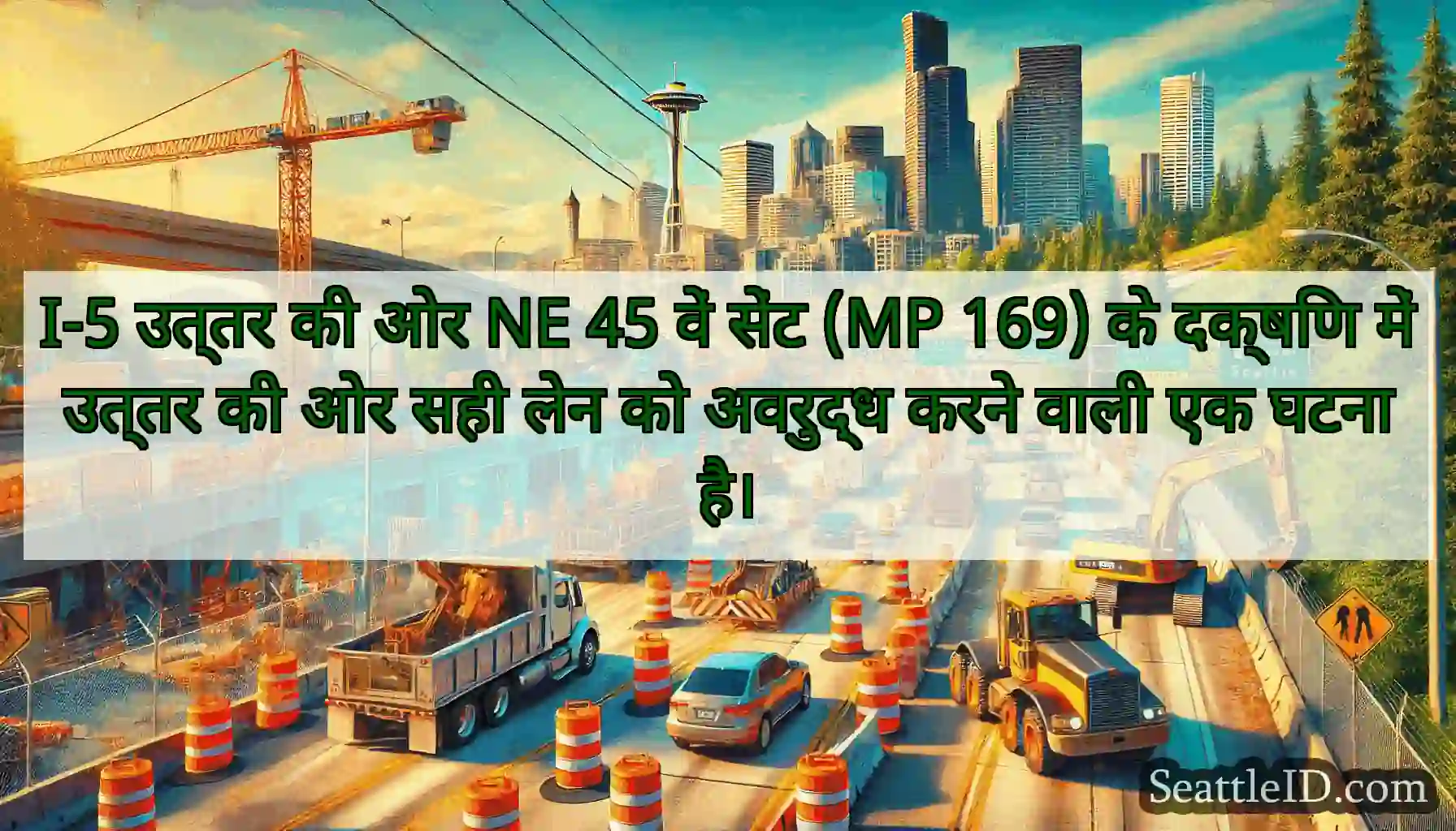 I-5 उत्तर की ओर NE 45 वें सेंट (MP 169) के दक्षिण