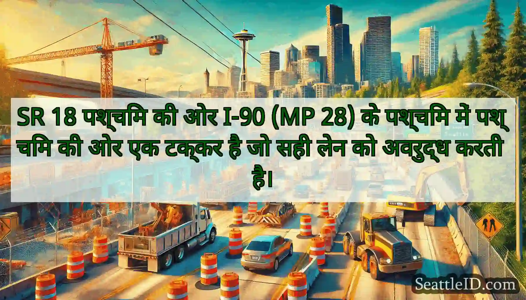 SR 18 पश्चिम की ओर I-90 (MP 28) के पश्चिम में