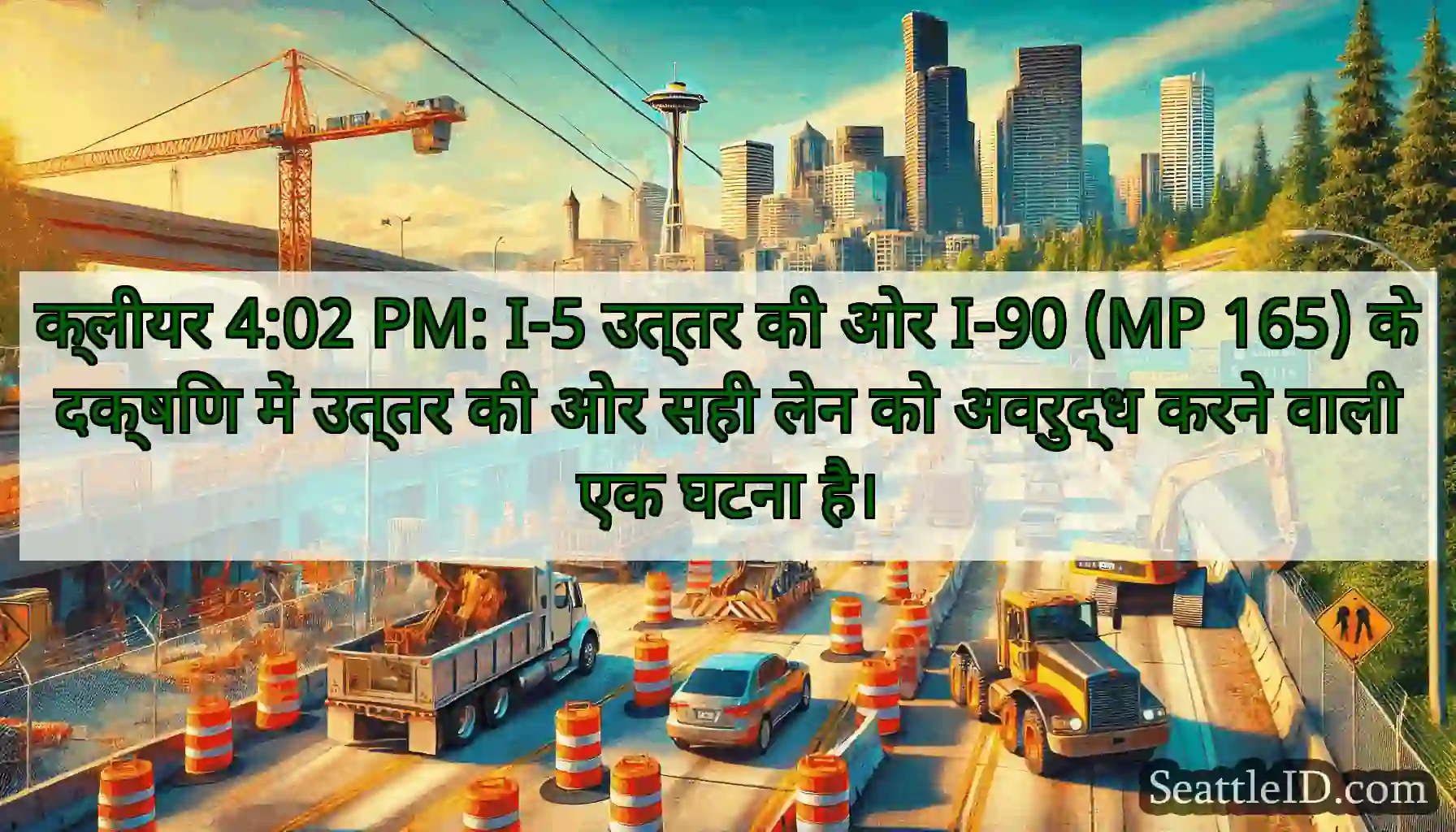 क्लीयर 4:02 PM: I-5 उत्तर की ओर I-90 (MP 165) के