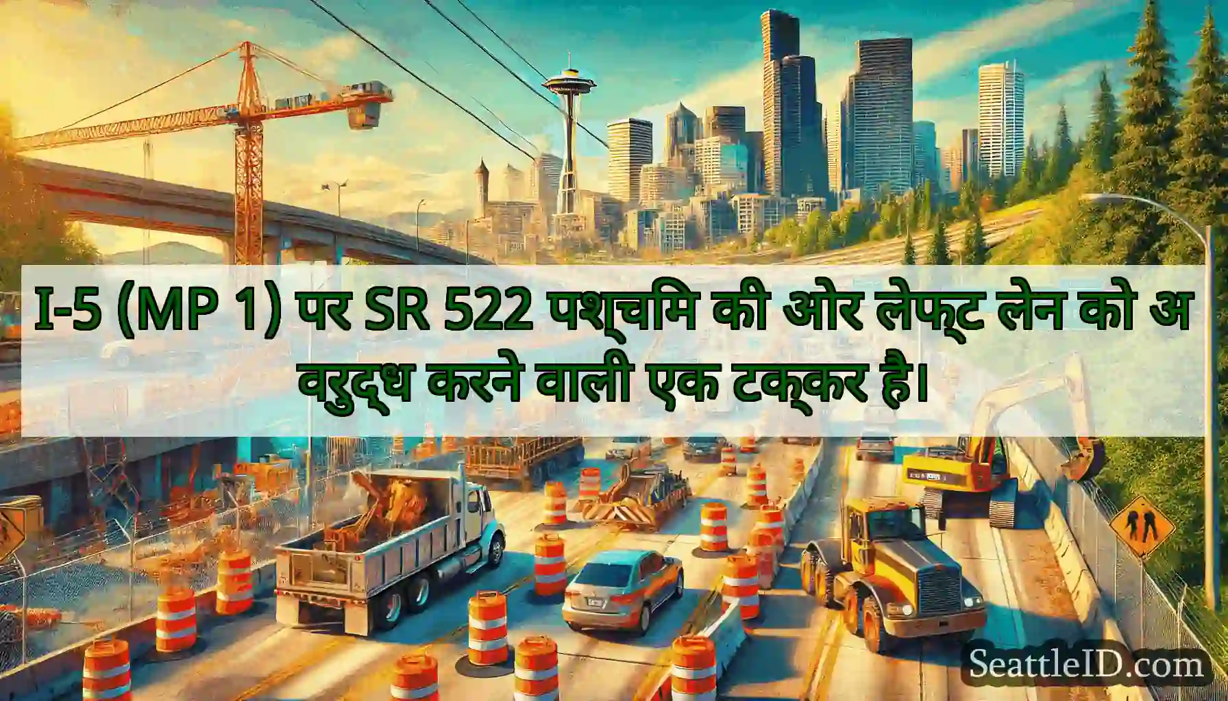 I-5 (MP 1) पर SR 522 पश्चिम की ओर लेफ्ट लेन को