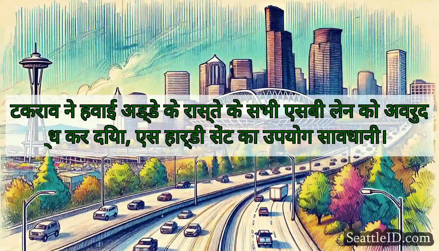 टकराव ने हवाई अड्डे के रास्ते के सभी एसबी लेन को